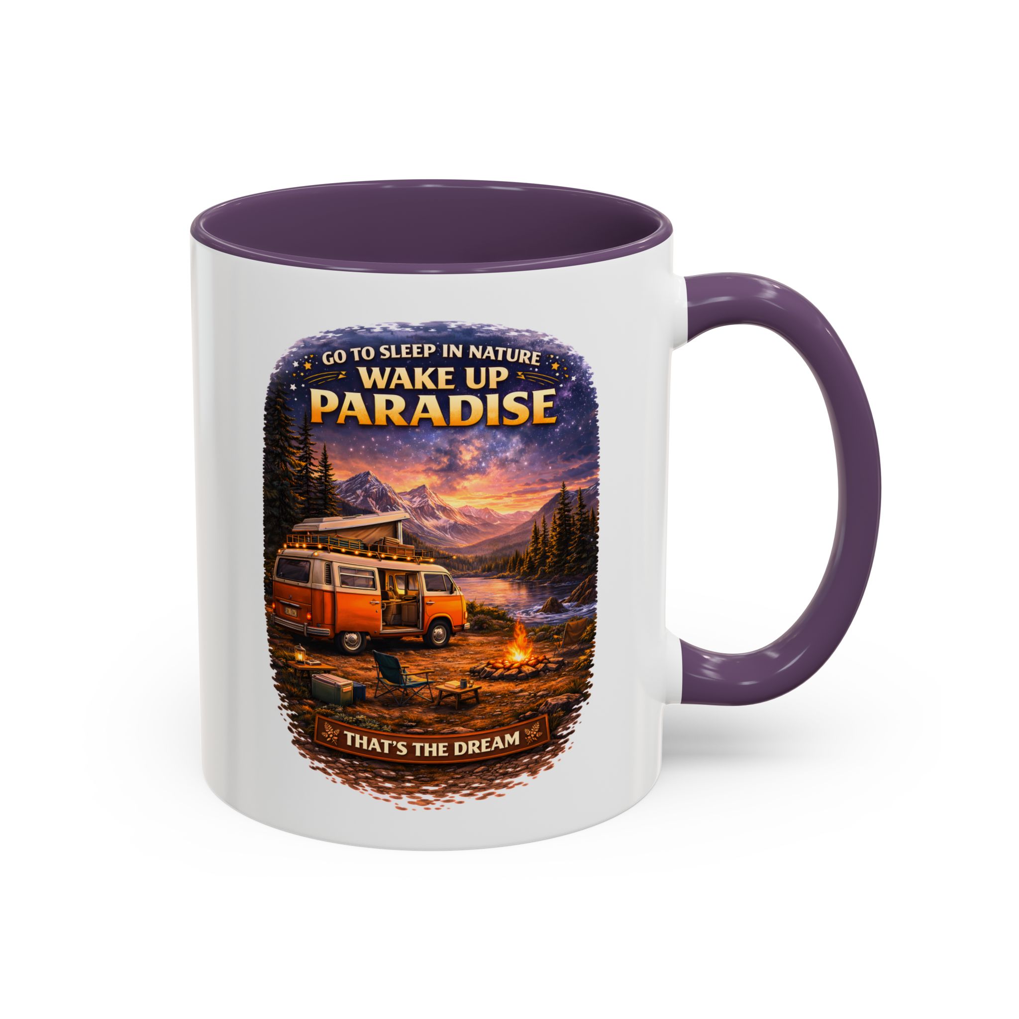 Accent Coffee Mug (11, 15oz) — "Go to Sleep in Nature" Design Scenic-Line