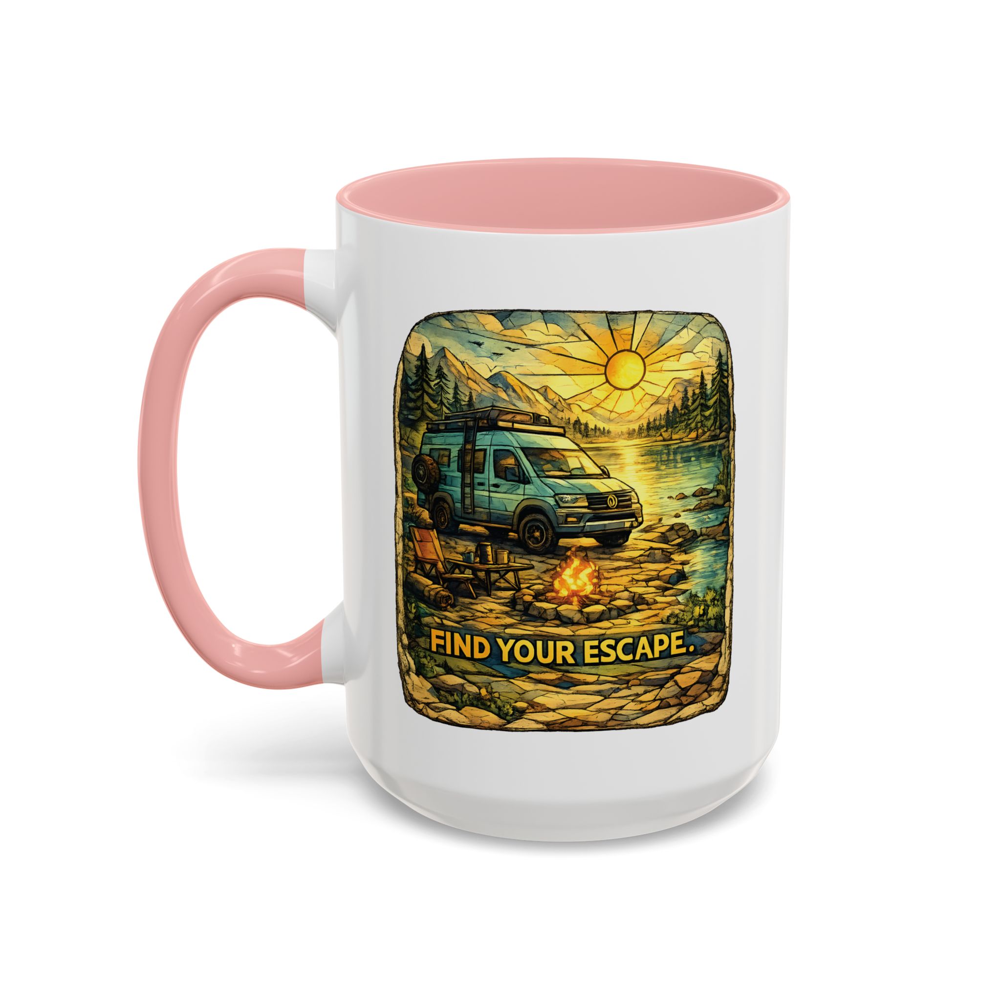 2090644402619192535_2048.jpeg Accent Coffee Mug (11, 15oz) — "Find Your Escape" Design Cubic-Line