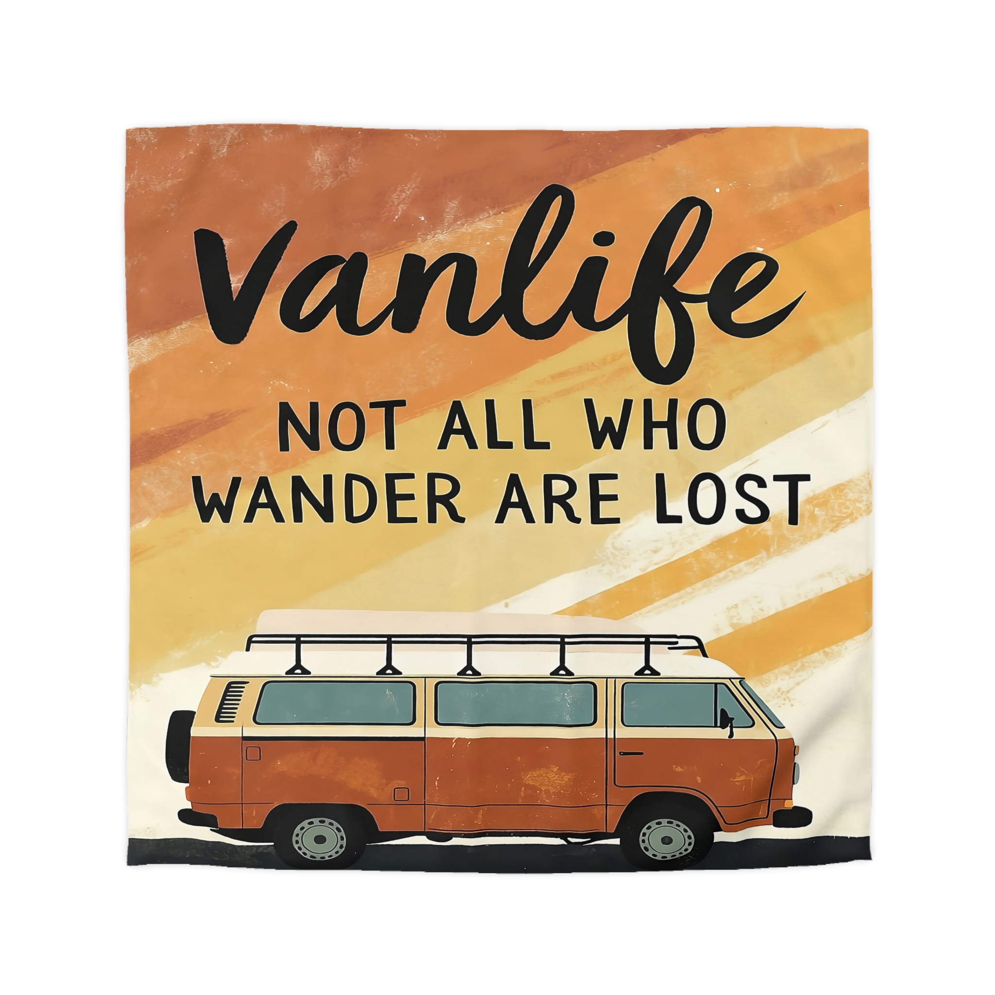 Duvet Cover — "Vanlife: Not All Who Wander Are Lost" Retro Camper Bedding