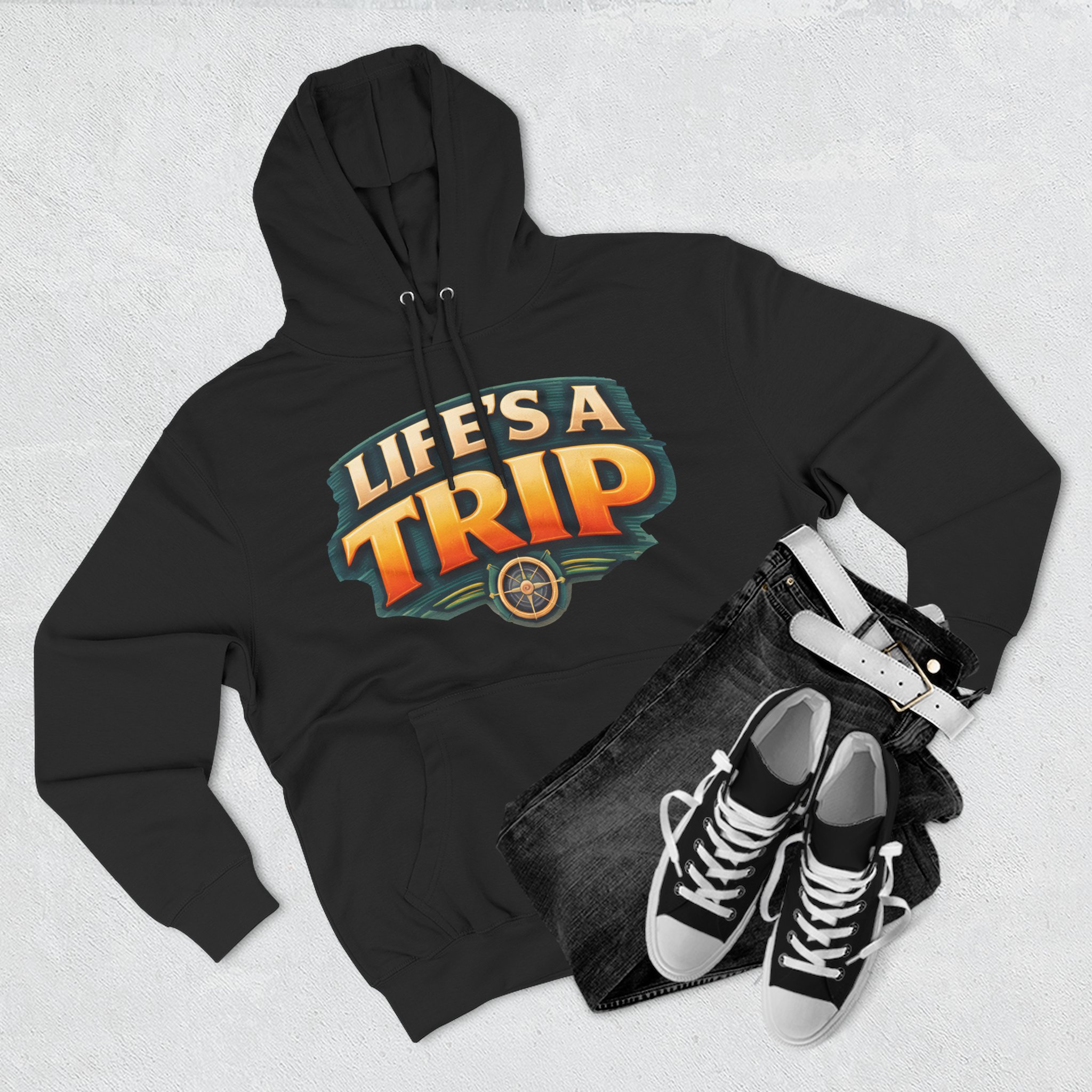 Three-Panel Fleece Hoodie - "Life s A Trip" Design Scenic-Line