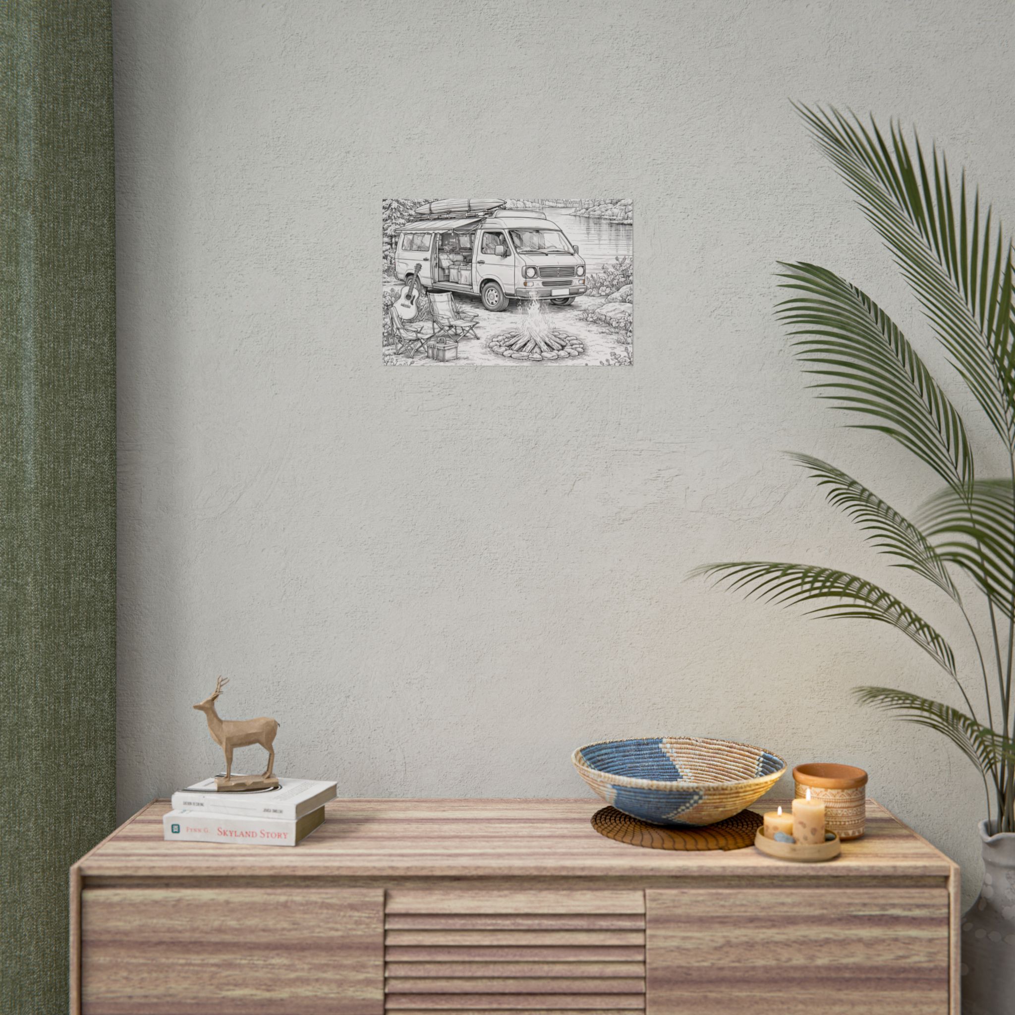 Campervan Poster — Vintage RV Camping Landscape Wall Art