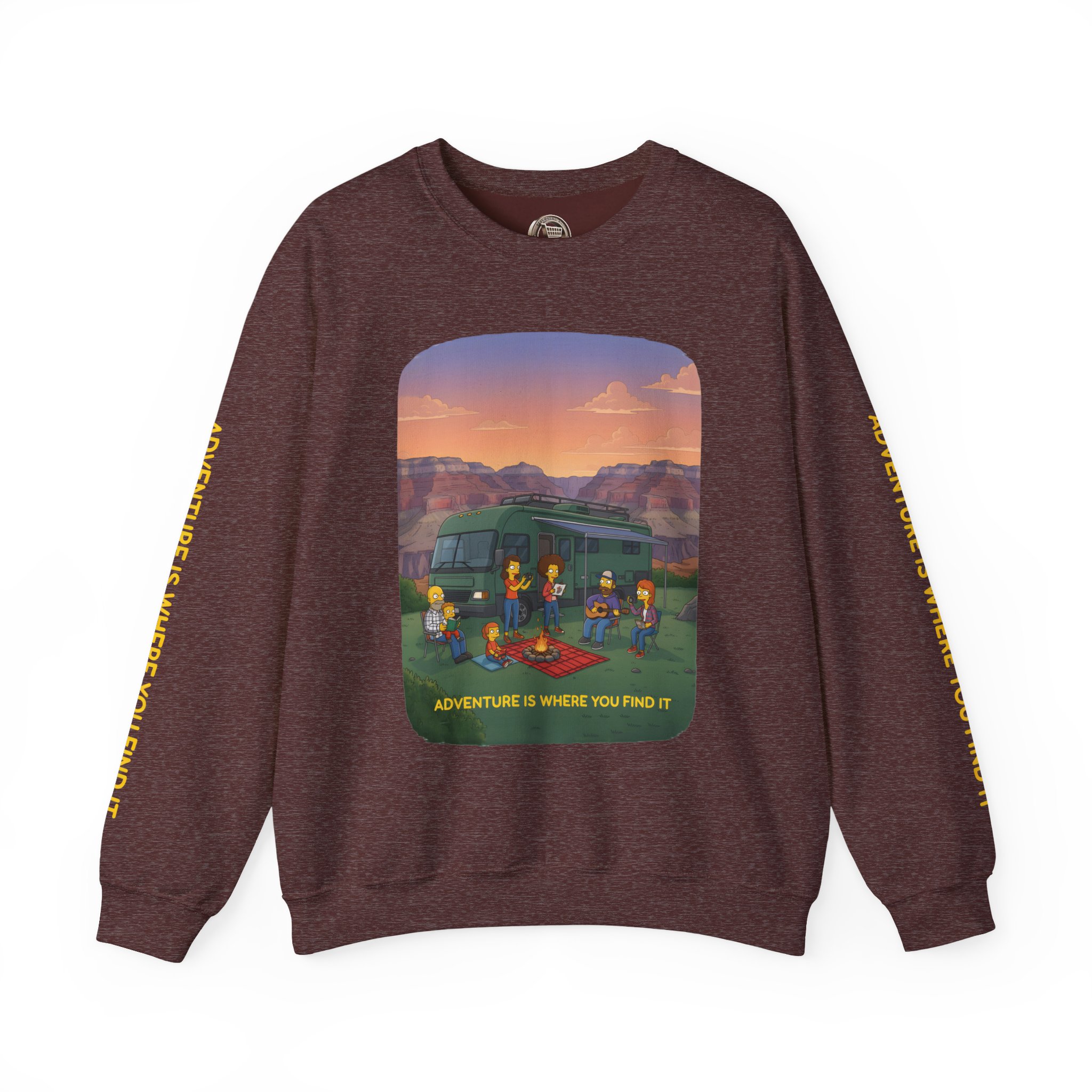Unisex Heavy Blend™ Crewneck Sweatshirt — "Adventure Is Where You Find It" Design Sitcom-Line
