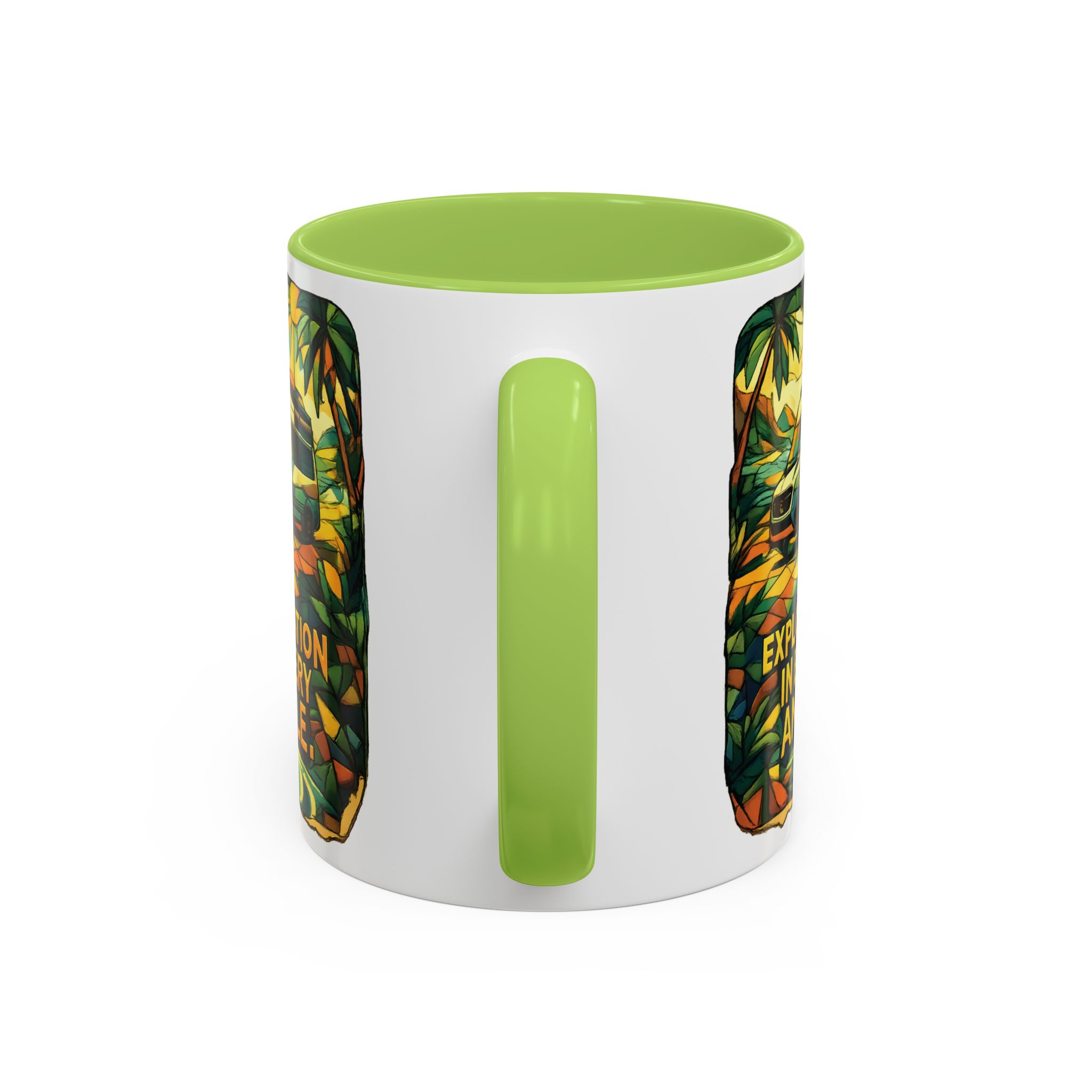 Accent Coffee Mug (11, 15oz) — "Exploration In Every Angle" Design Cubic-Line