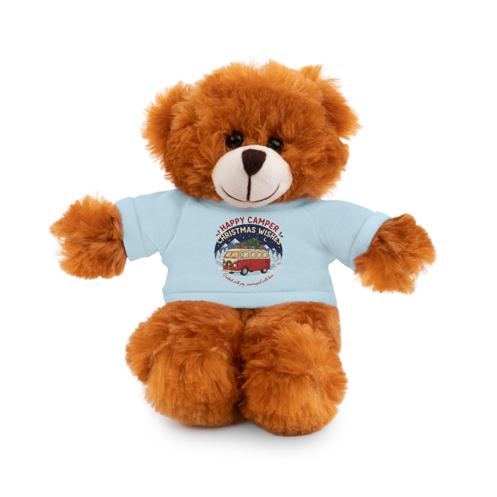 Happy Christmas Teddy Bear with 'Happy Camper Christmas Wishes' Tee
