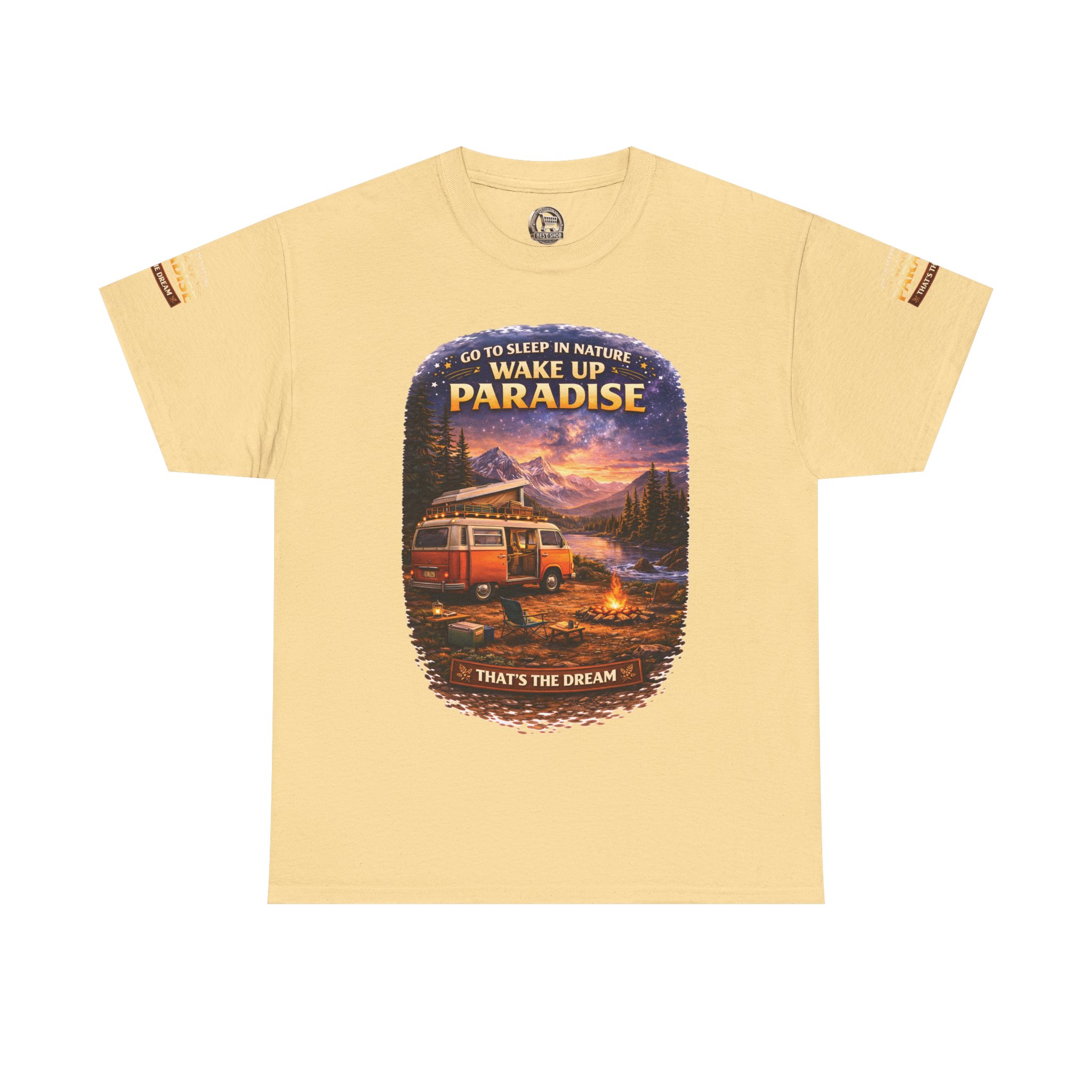 Unisex Heavy Cotton Tee — "Go To Sleep In Nature " Design Scenic-Line
