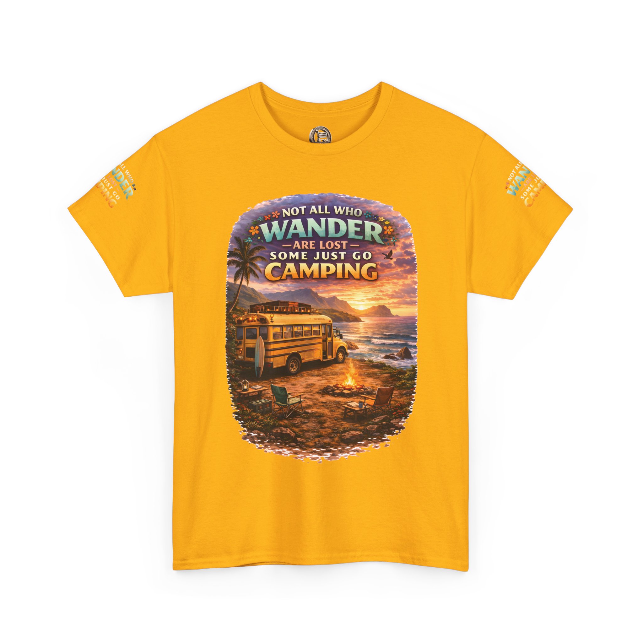 Unisex Heavy Cotton Tee — "Not All Who Wander Are Lost" Design Scenic-Line