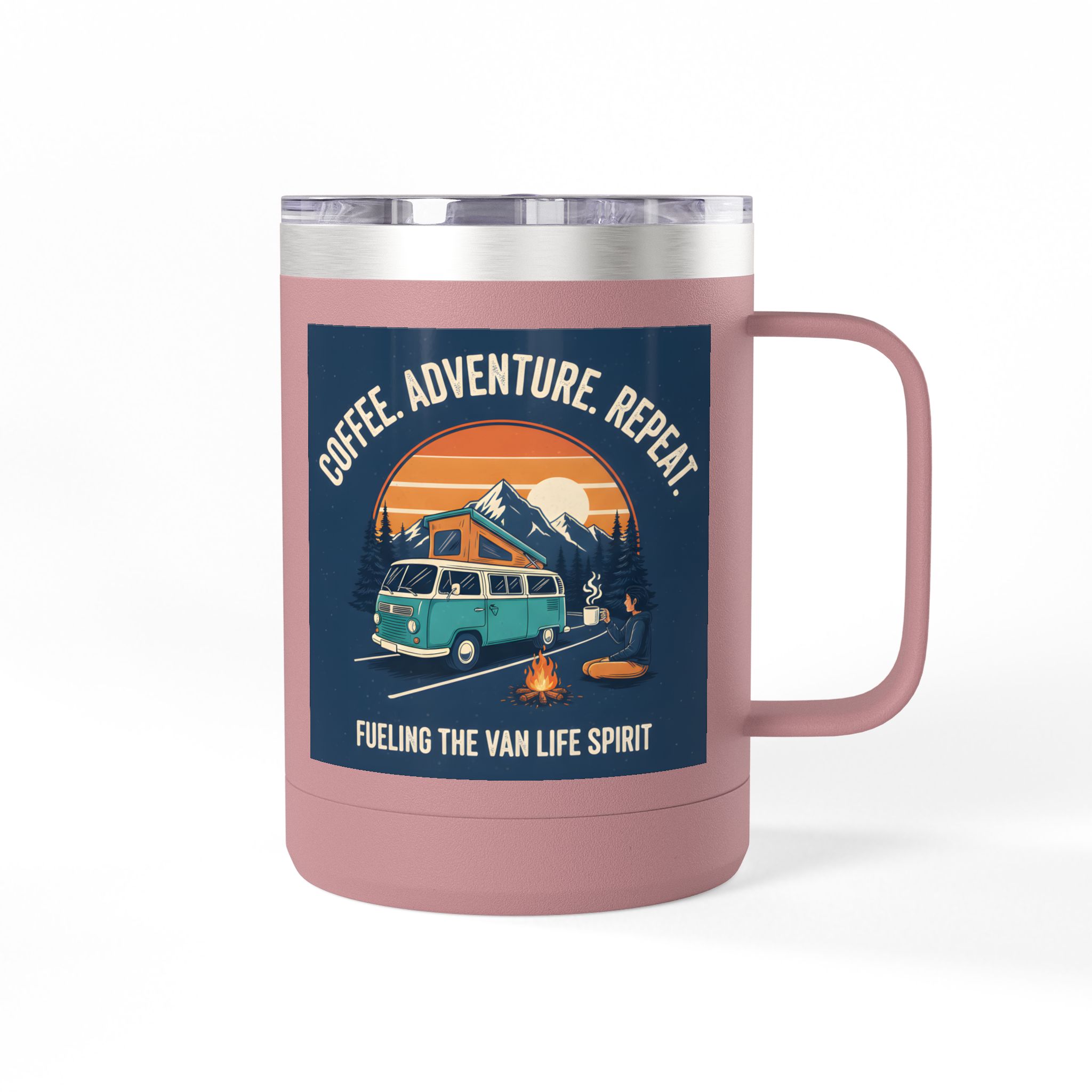 Coffee Mug Tumbler, 15oz — “Coffee. Adventure. Repeat.”