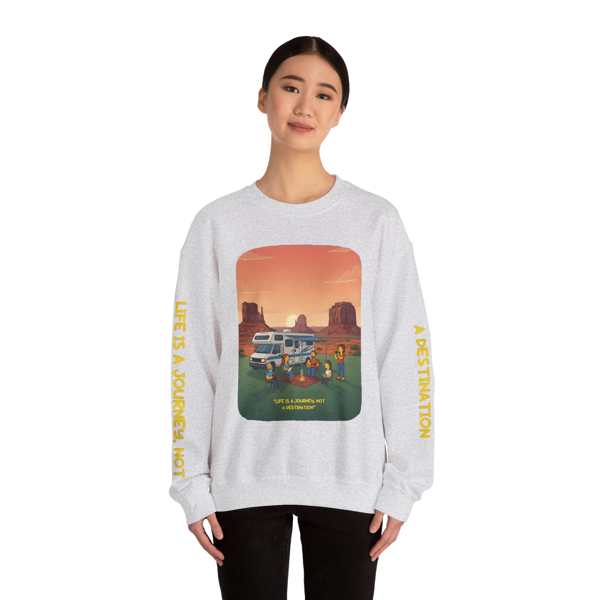 Unisex Heavy Blend™ Crewneck Sweatshirt — "Life Is A Journey-Not A Destination" Design Sitcom-Line