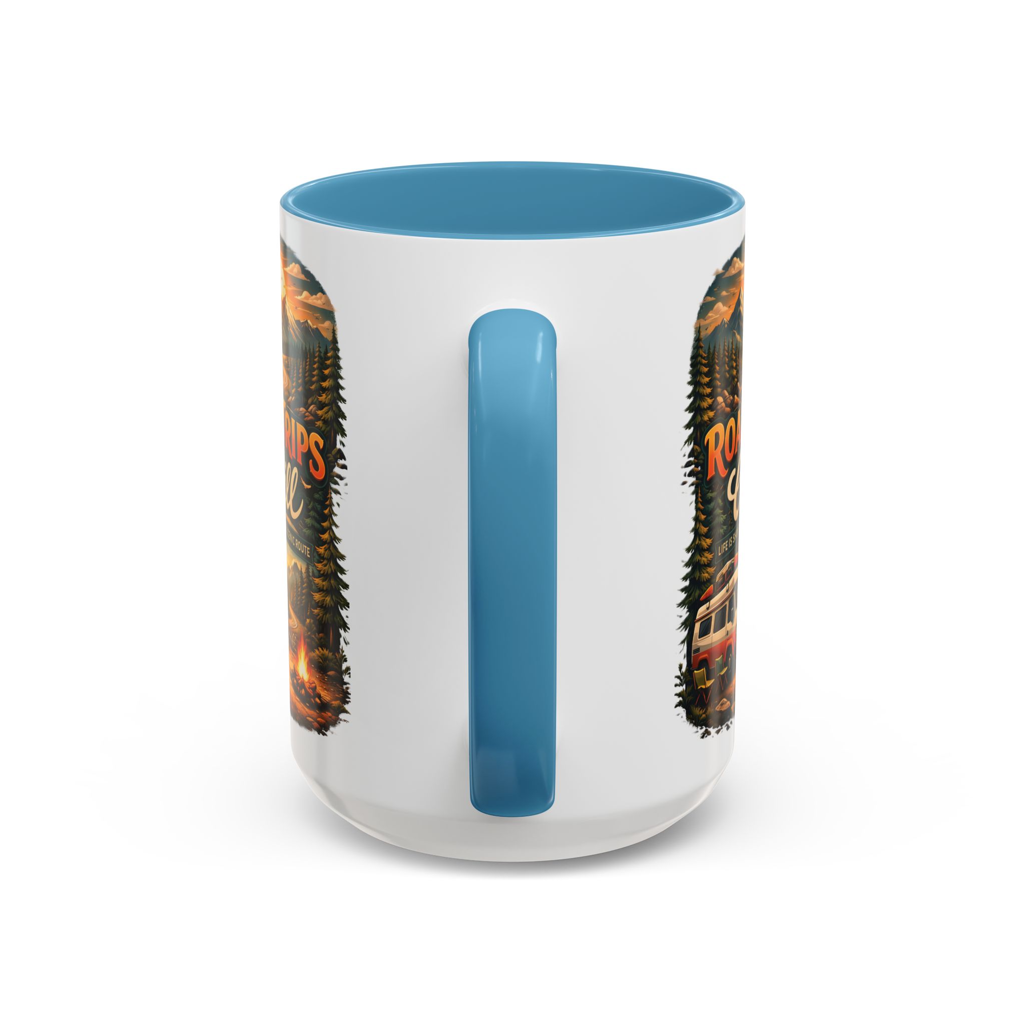 Accent Coffee Mug (11, 15oz) — "Road Trips & Chill" Design Scenic-Line