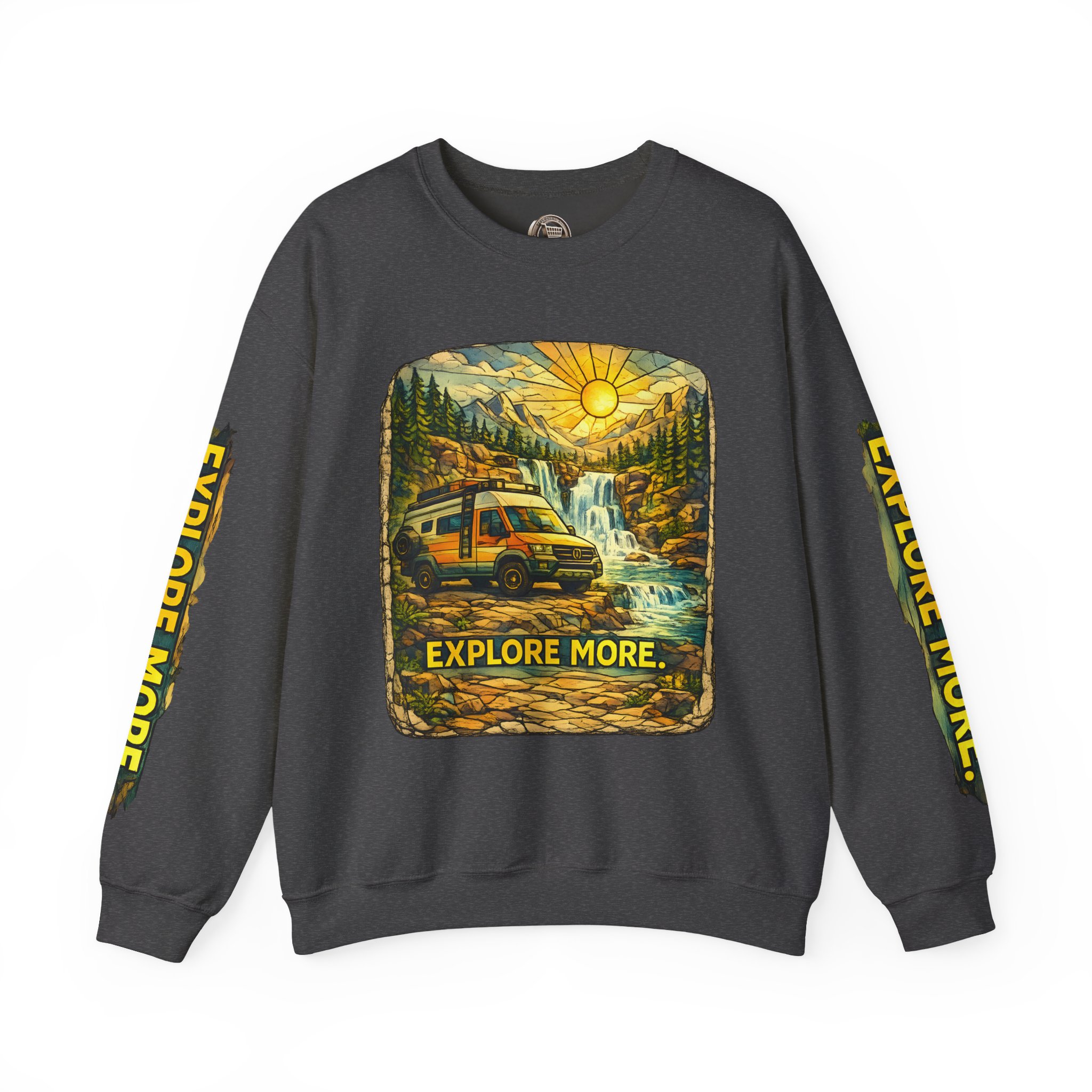 Unisex Heavy Blend™ Crewneck Sweatshirt — "Explore More" Design Cubic-Line