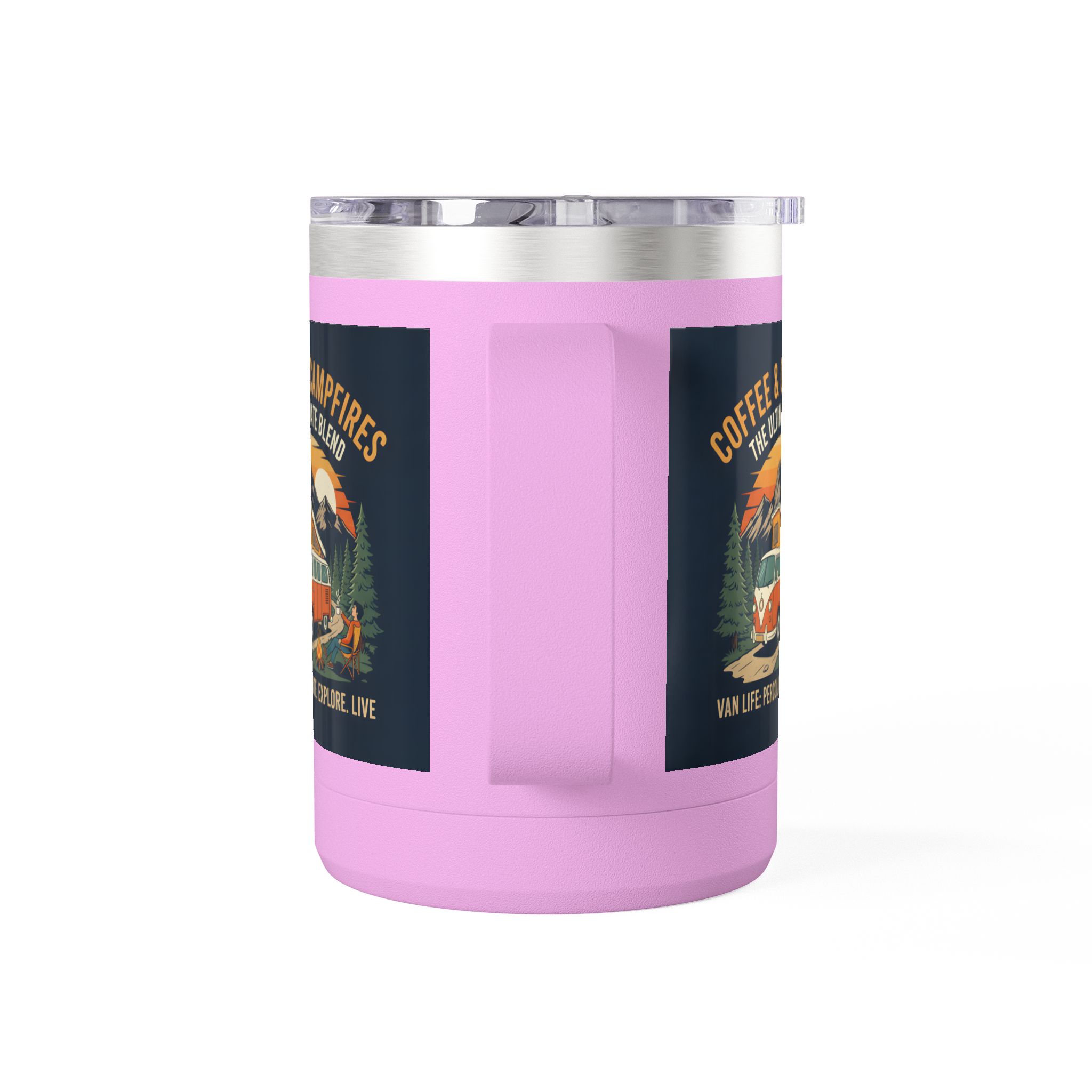 Coffee Mug Tumbler, 15oz — “Coffee & Campfires: The Ultimate Blend”