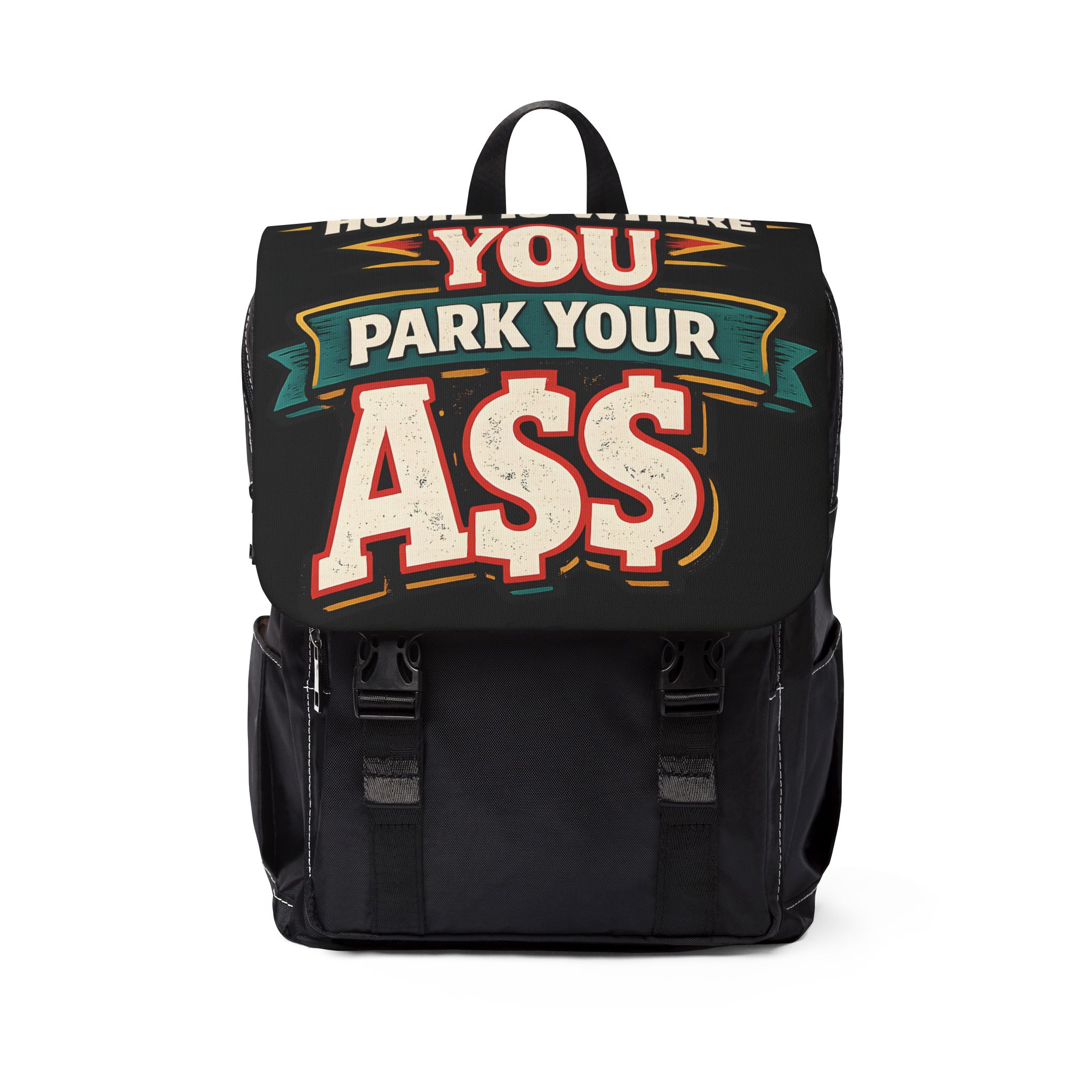 2150067835433185955_2048.jpeg Unisex Casual Shoulder Backpack — "Home Is Where You Park Your Ass" Design F**K-Line