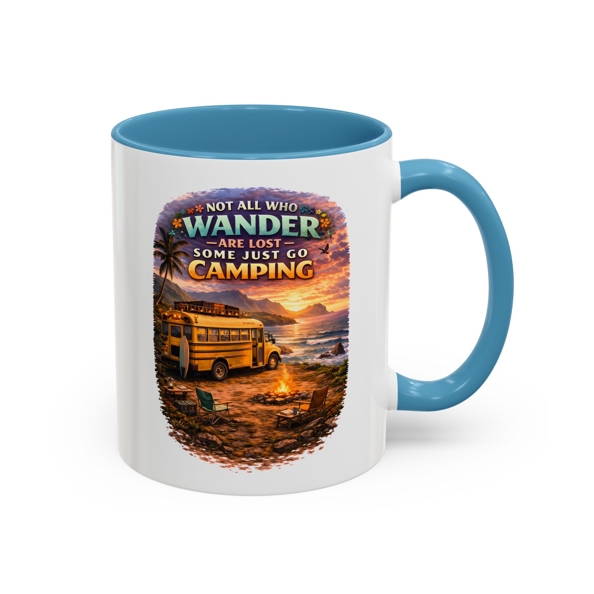 Accent Coffee Mug (11, 15oz) — "Not All Who Wander Are Lost" Design Scenic-Line