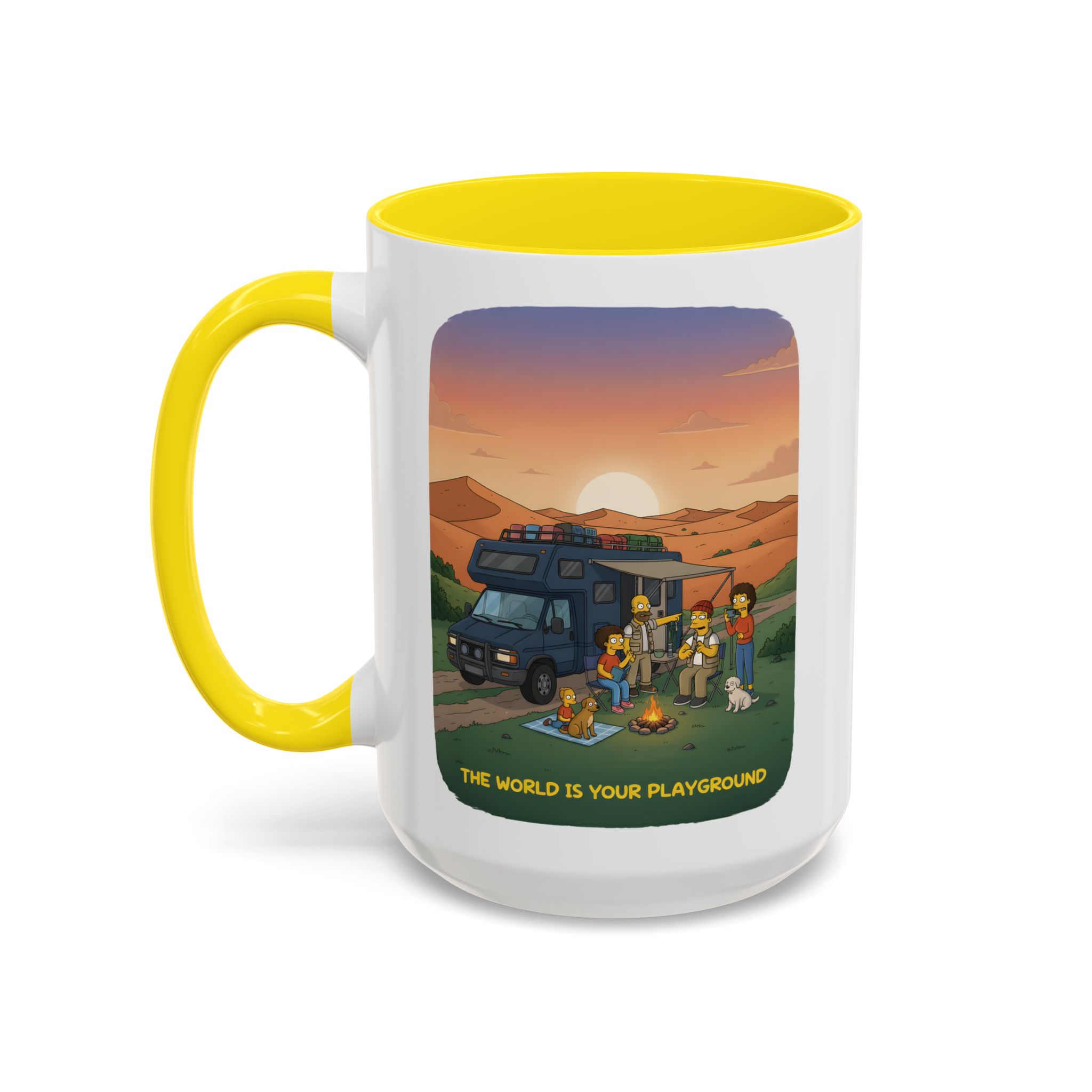 Accent Coffee Mug (11, 15oz) — "The World Is Your playground" Design Sitcom-Line