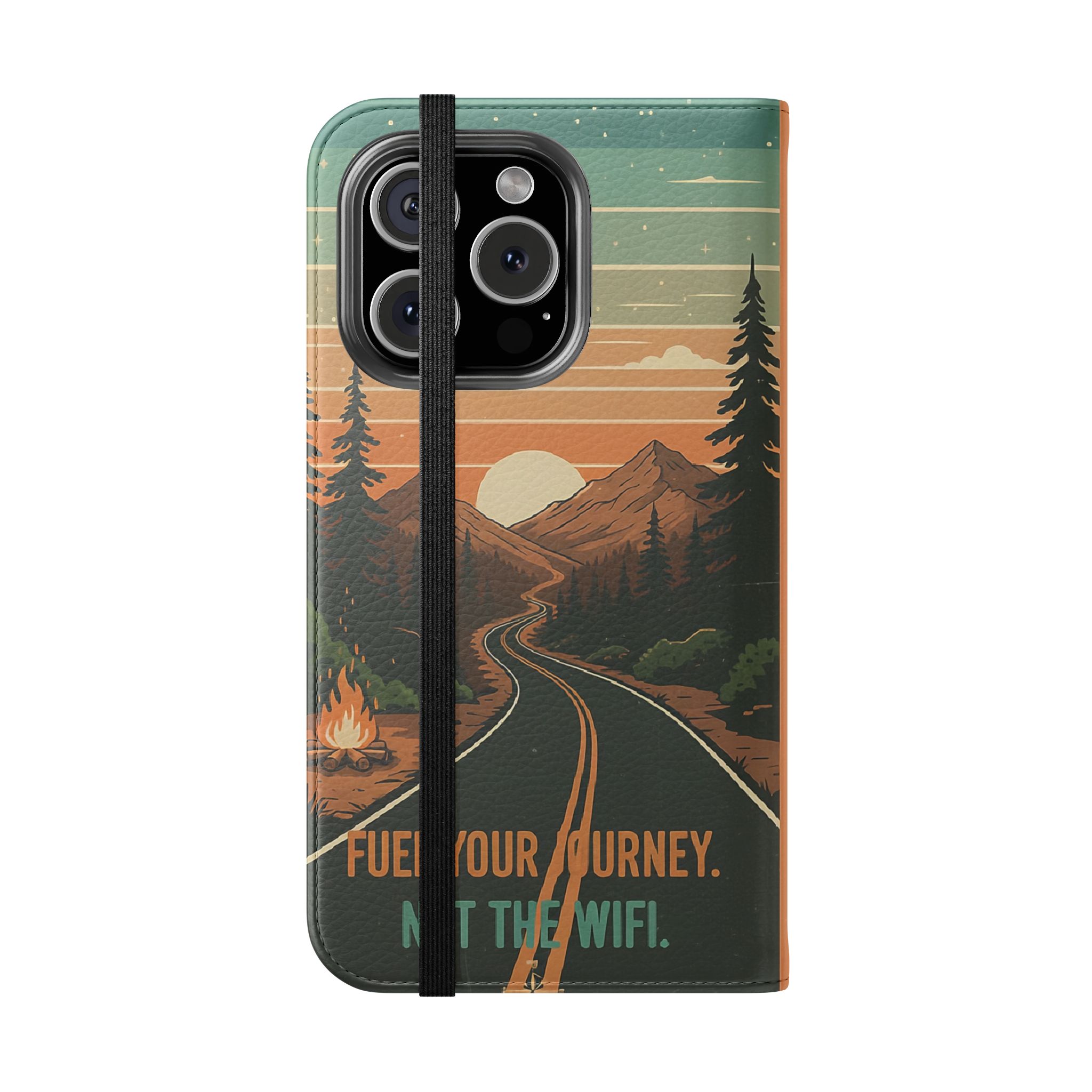 Flip Phone Case — "Adventure Awaits Unplug & Drive" Wallet Case