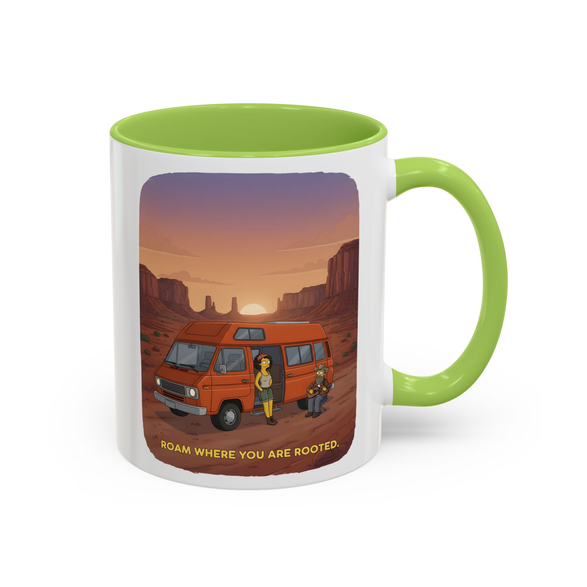 Accent Coffee Mug (11, 15oz) — "Roam Where You Are Rooted" Design Sitcom-Line