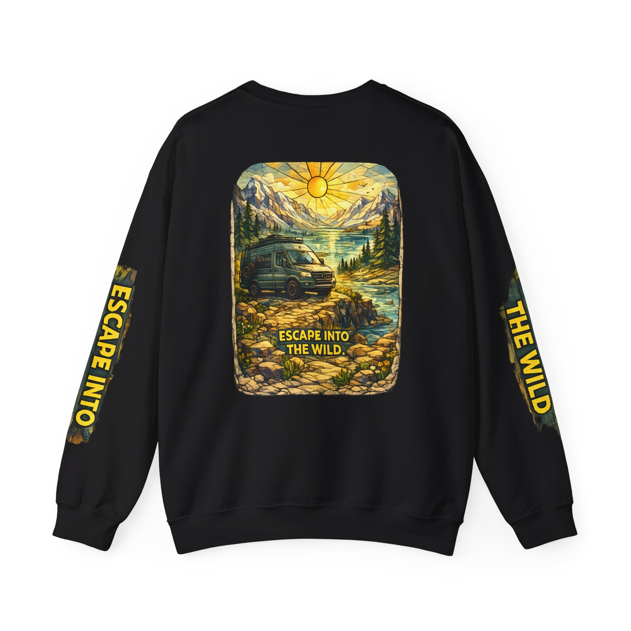 Unisex Heavy Blend™ Crewneck Sweatshirt — "Escape Into The Wild" Design Cubic-Line
