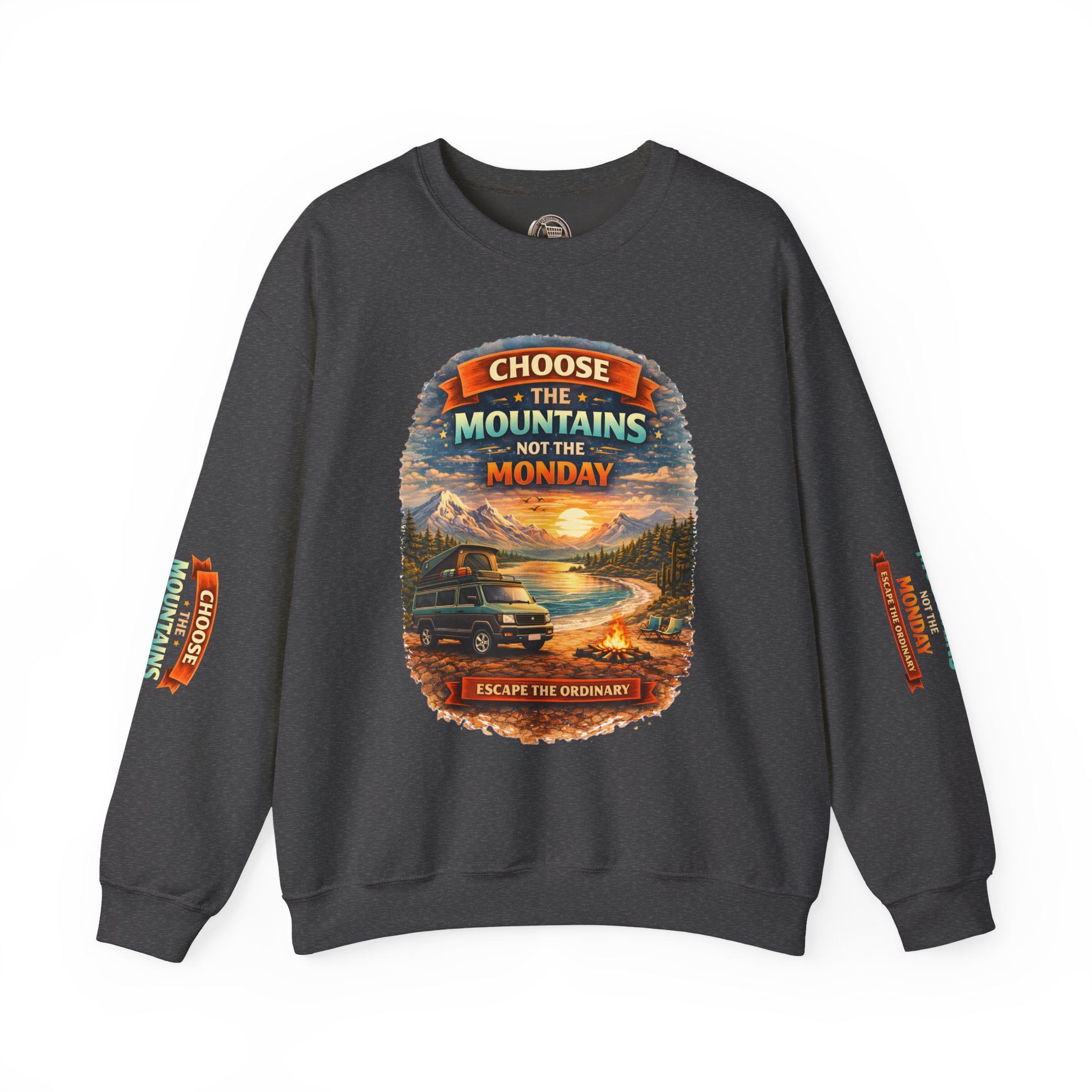 Unisex Heavy Blend™ Crewneck Sweatshirt — "Choose The Mountens" Design Scenic-Line