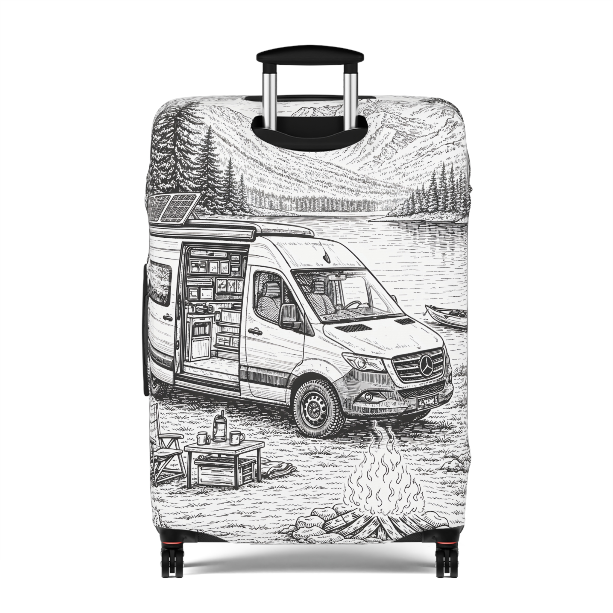 2163345114421156985_2048.jpeg Luggage Cover — Adventure Camper Sketch Travel Suitcase