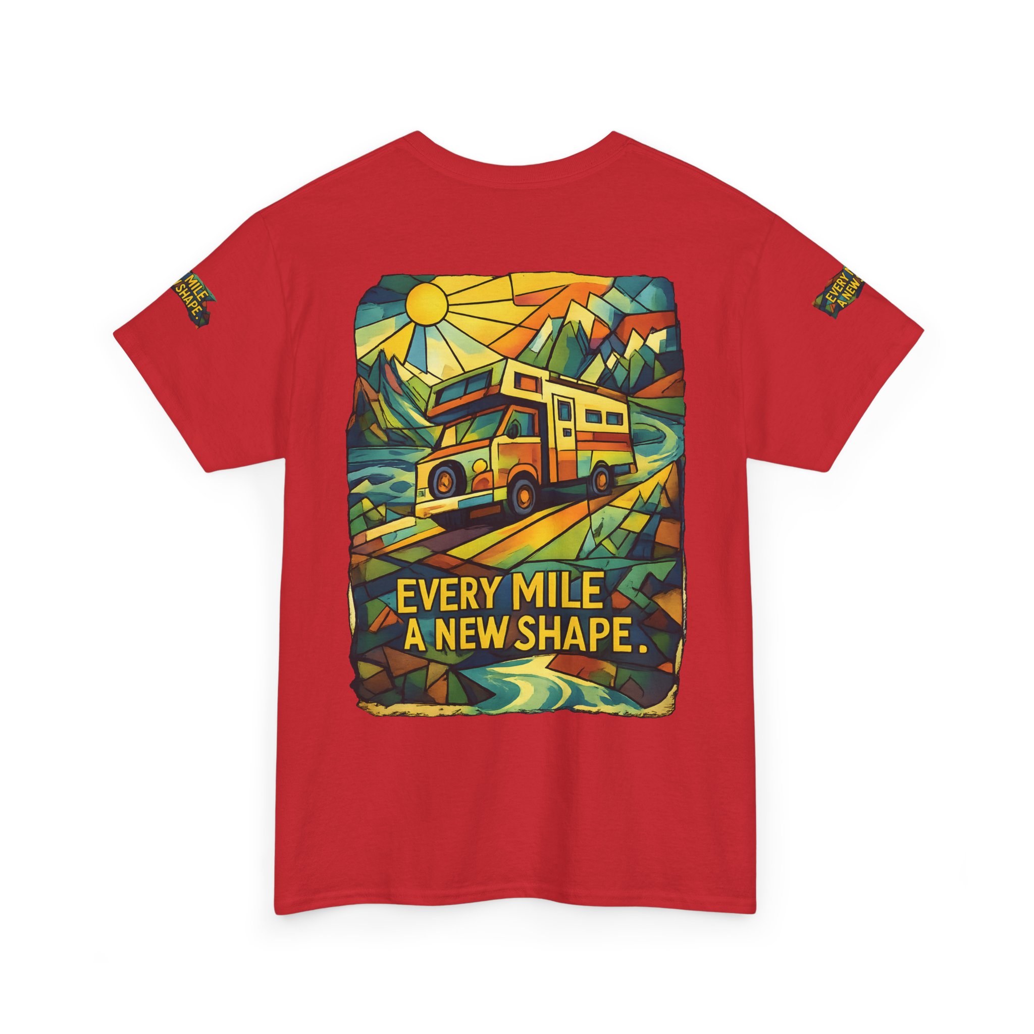Unisex Heavy Cotton Tee — "Every Mile A New Shape" Design Cubic-Line