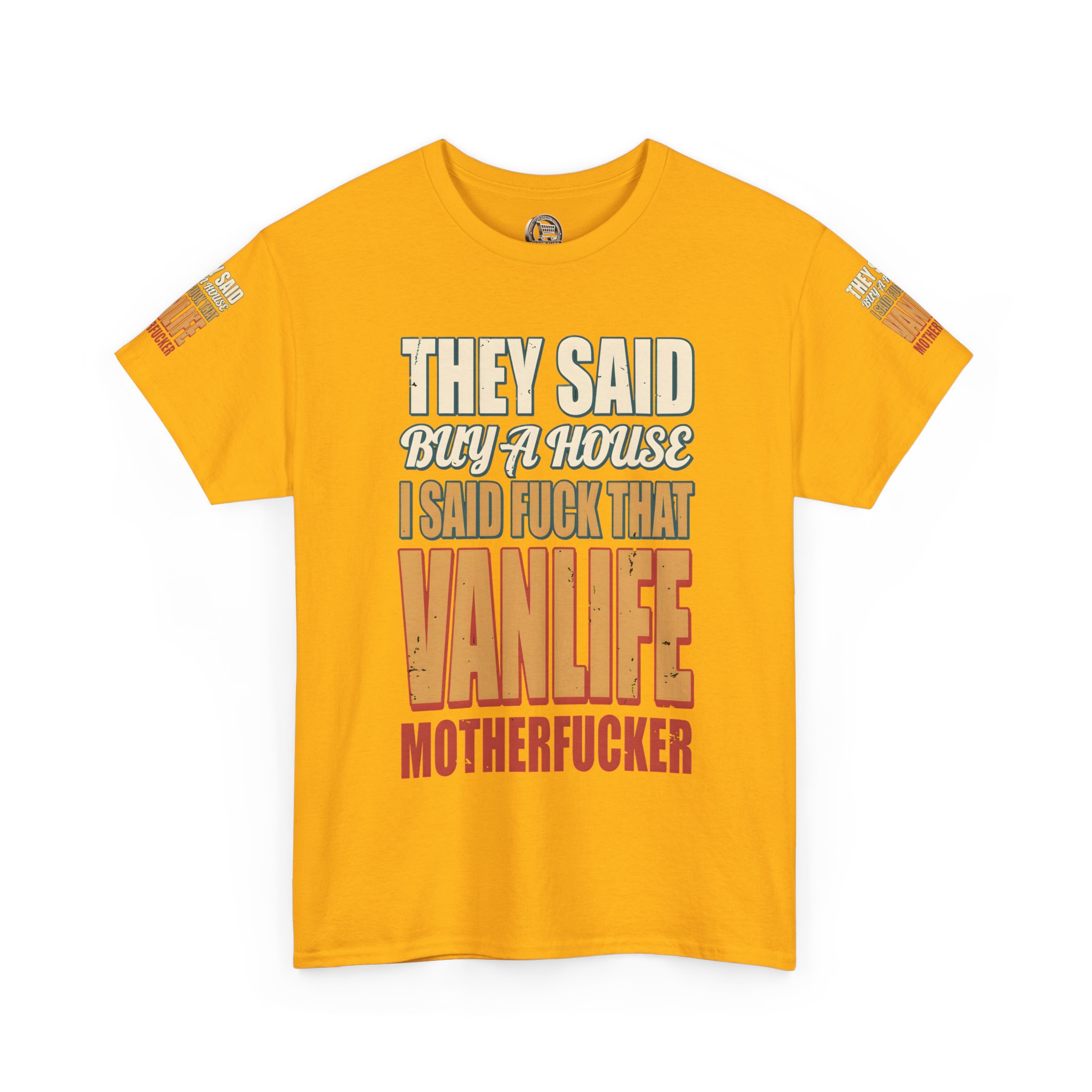 2172699110681050147_2048.jpeg Unisex Heavy Cotton Tee — "They Said Buy A House" Design F**K-Line