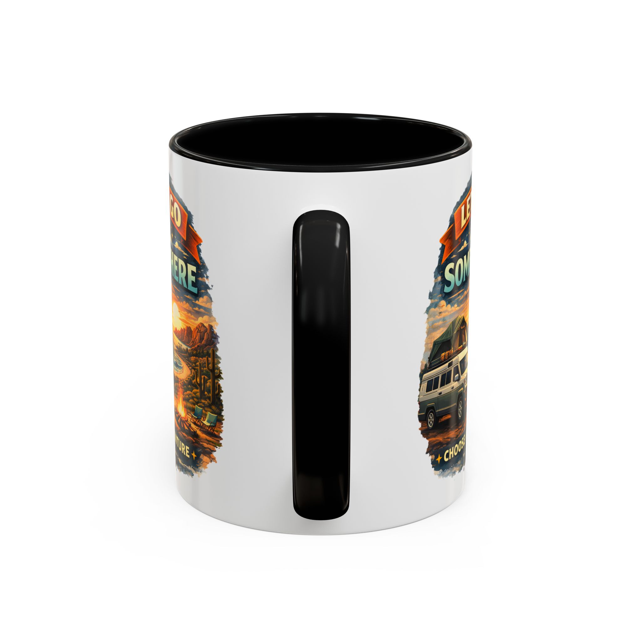 Accent Coffee Mug (11, 15oz) — "Lets Go Somewhere" Design Scenic-Line