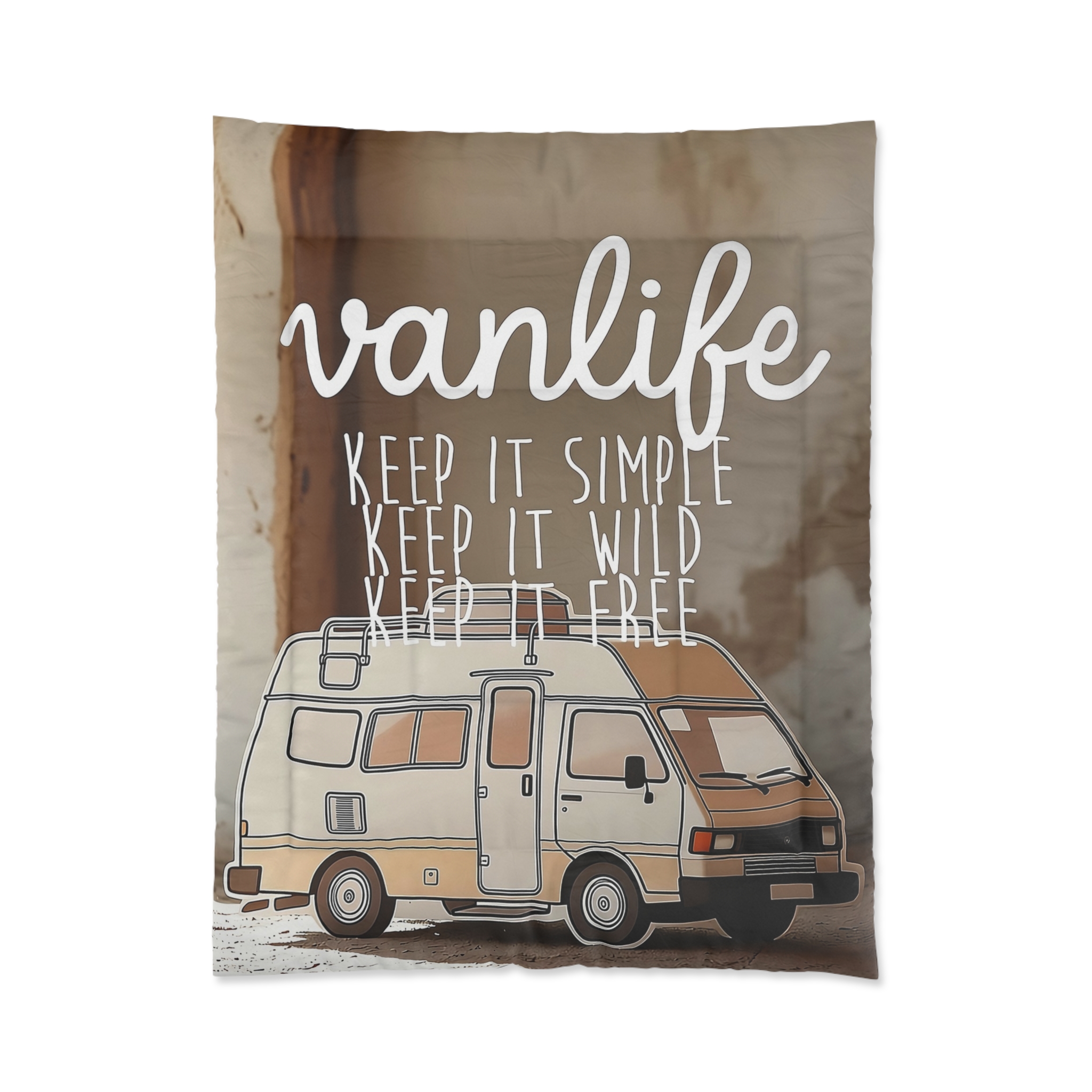 Comforter - "Vanlife: Keep It Simple, Keep It Wild, Keep It Free" Camper Bedding