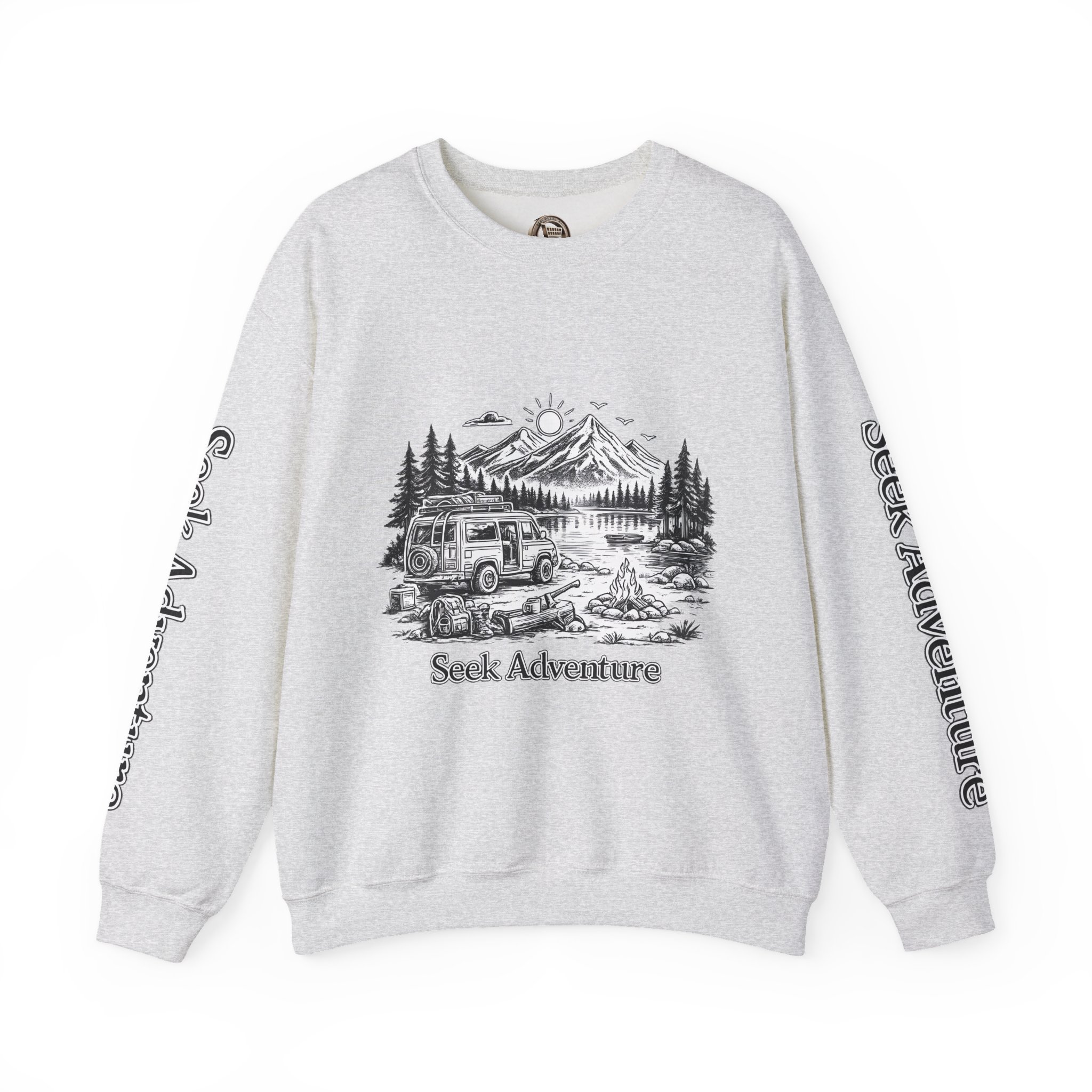 Unisex Heavy Blend™ Crewneck Sweatshirt — "Seek Adventure" Design Minimal-Line