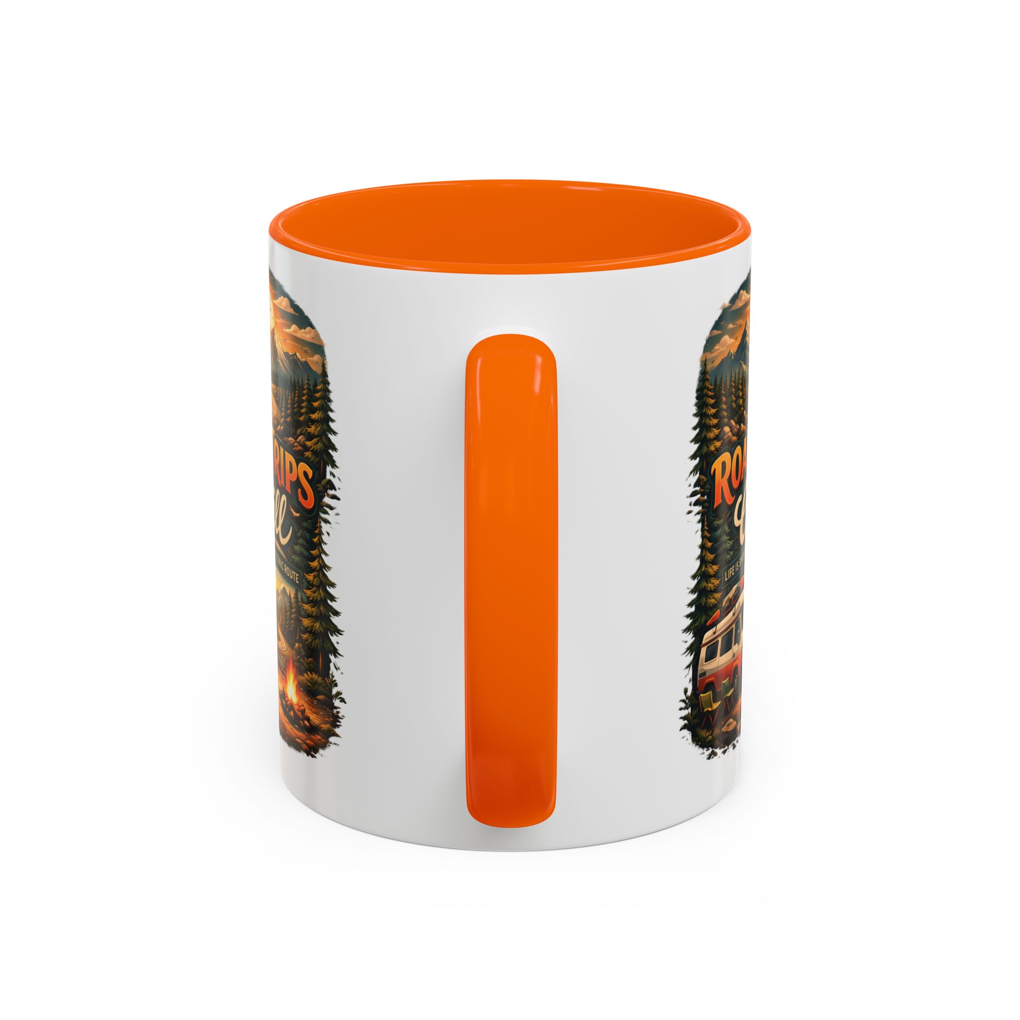 Accent Coffee Mug (11, 15oz) — "Road Trips & Chill" Design Scenic-Line