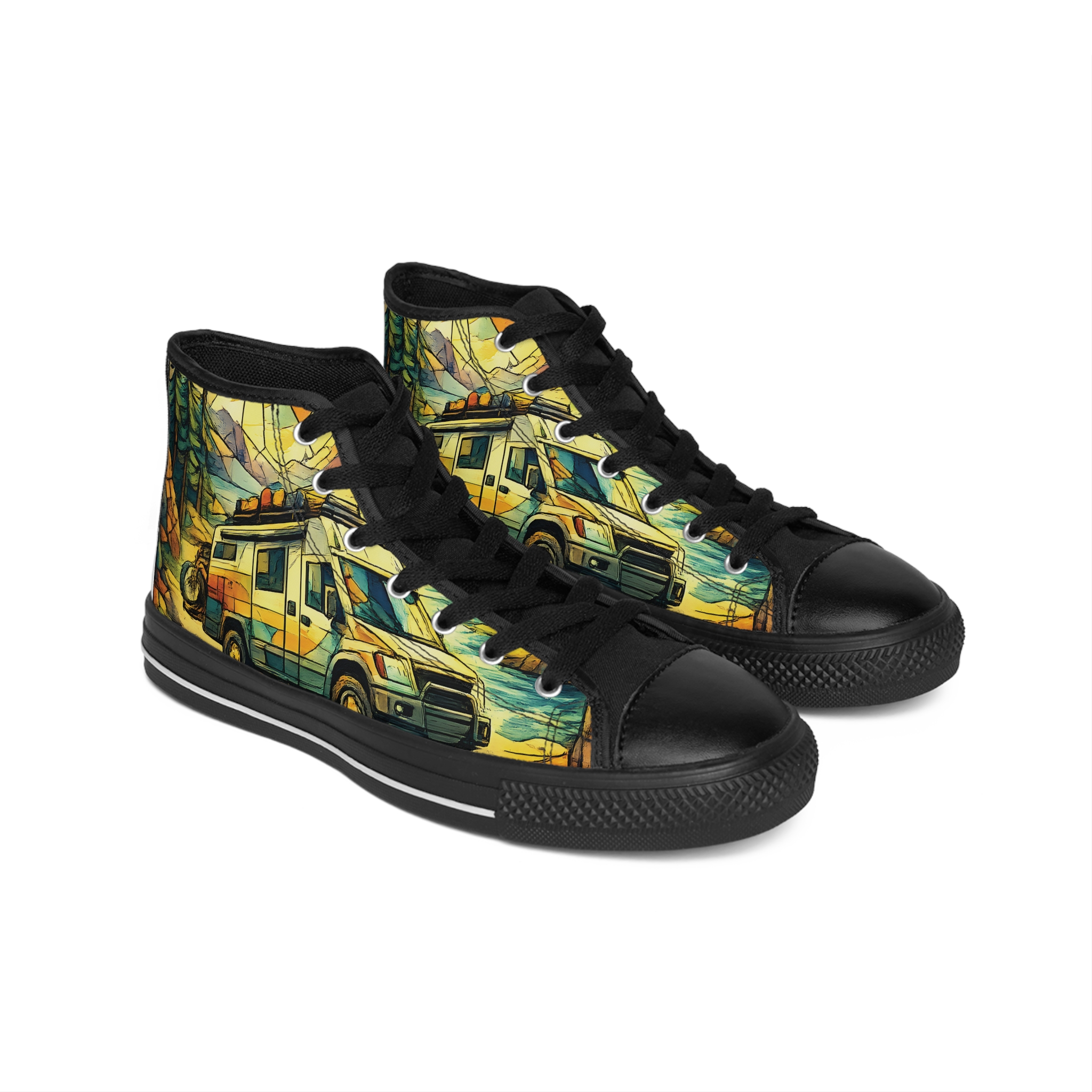 Women's Classic Sneakers – Rv Print (Cubic-Line)