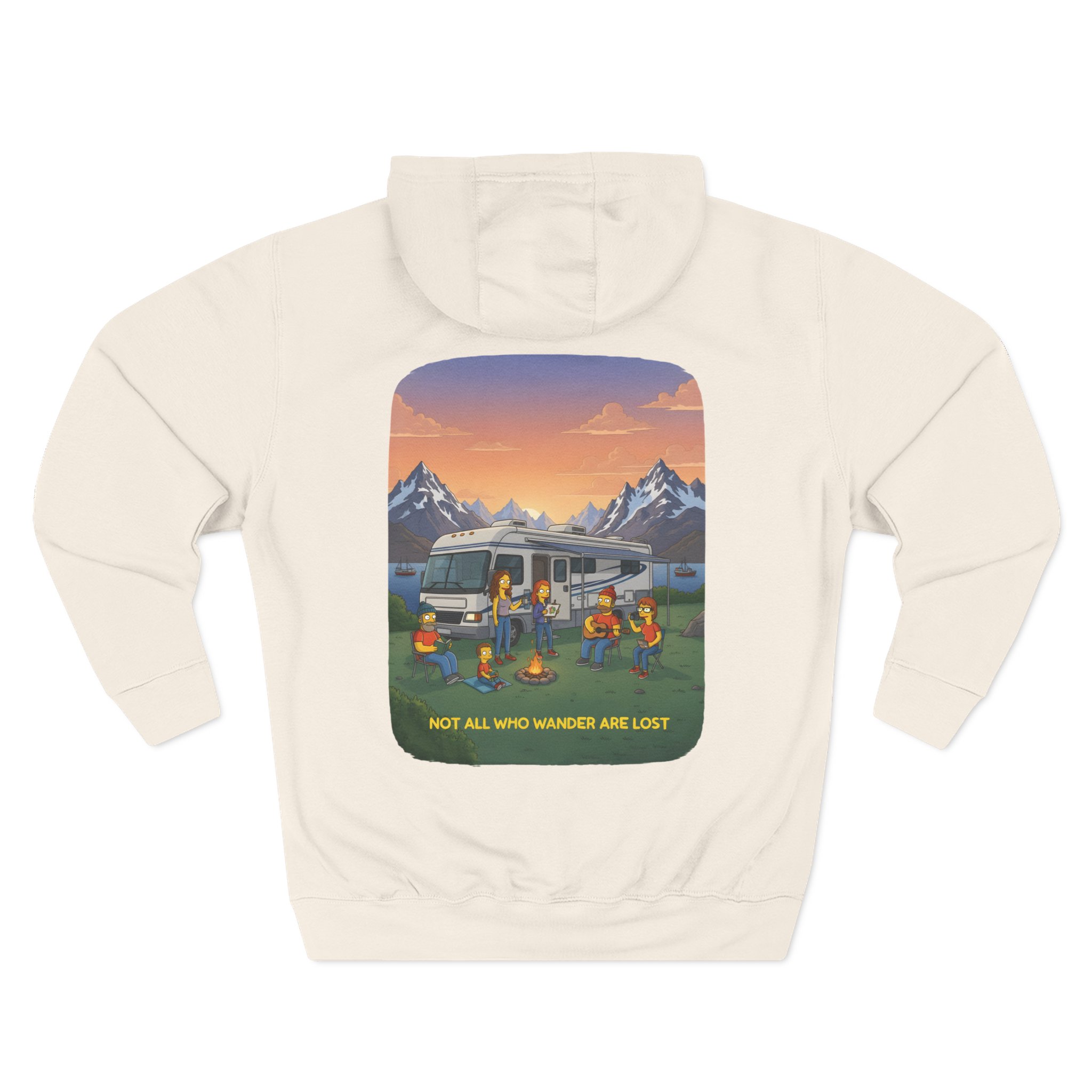 Three-Panel Fleece Hoodie - "Not All Who Wander Are Lost" Design Sitcom-Line