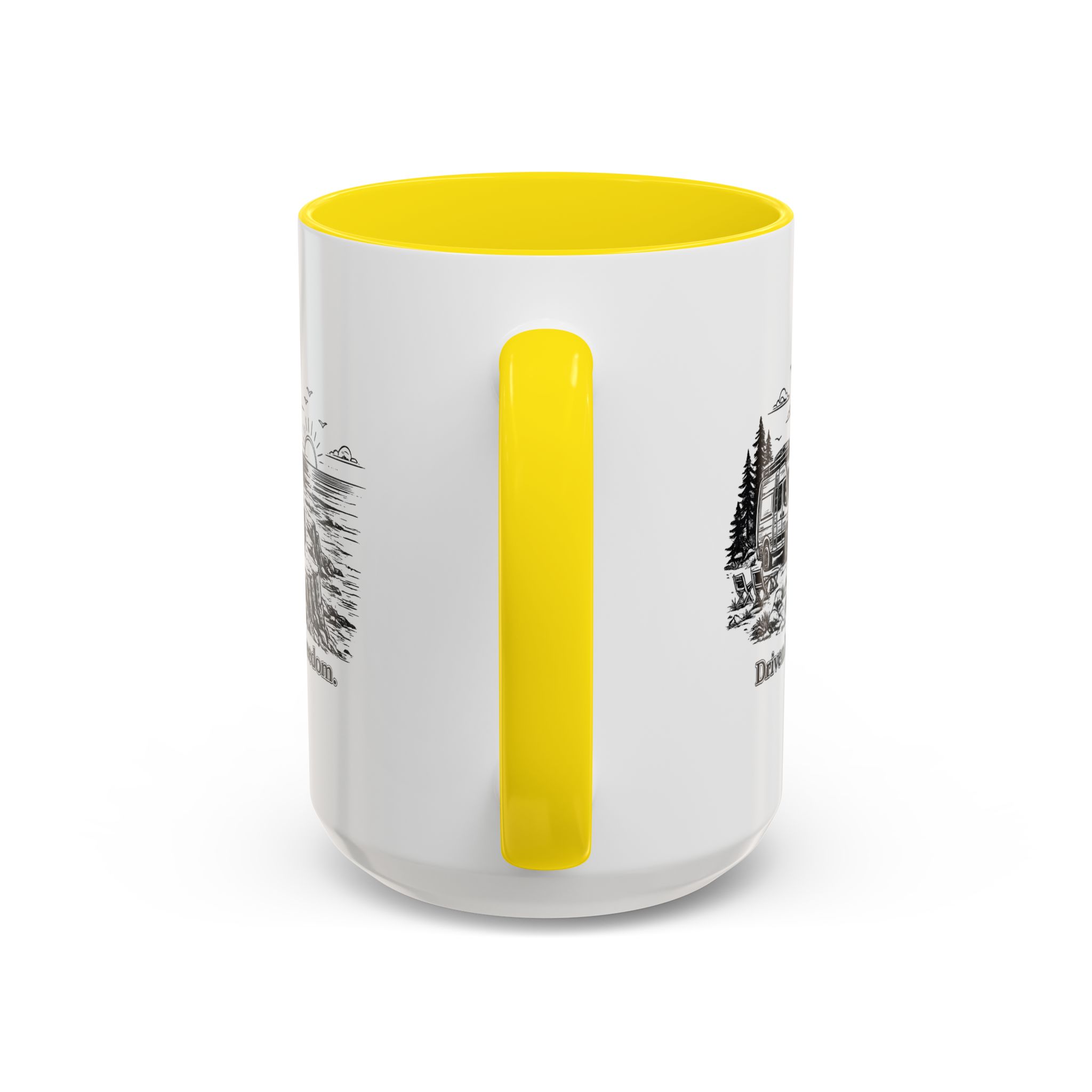 Accent Coffee Mug (11, 15oz) — "Driven By Freedom" Design Minimal-Line