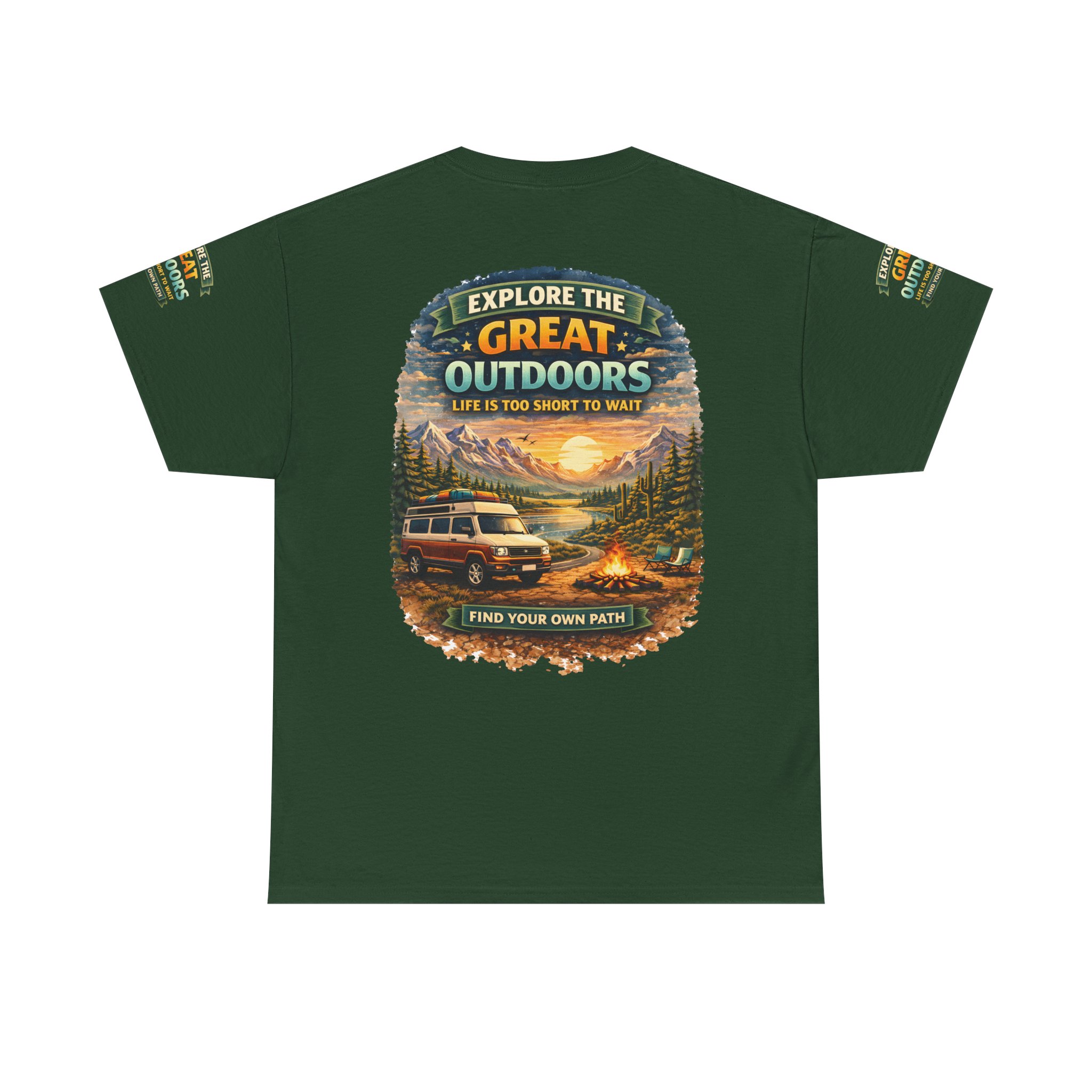 Unisex Heavy Cotton Tee — "Explore The Great Outdoors" Design Scenic-Line