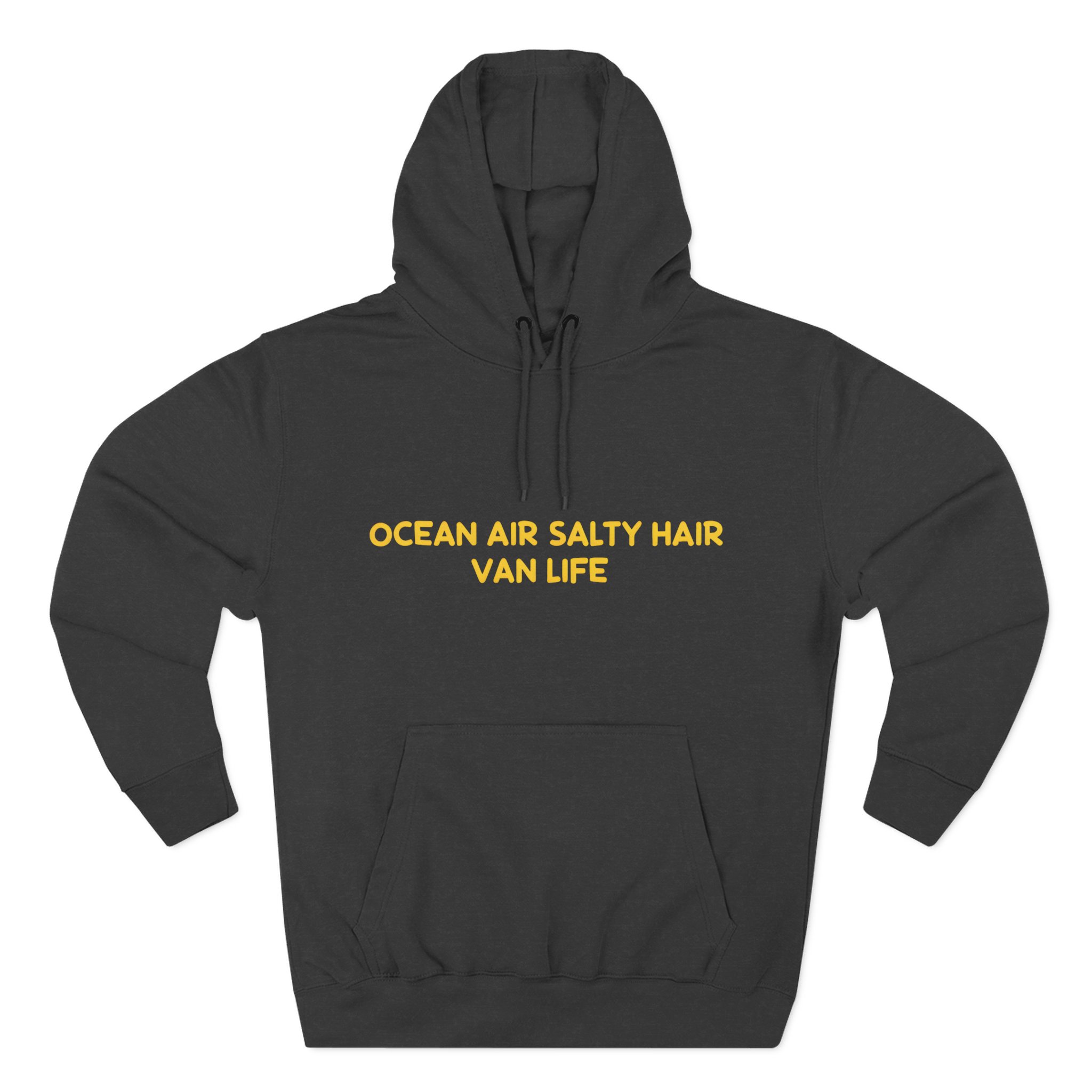 Three-Panel Fleece Hoodie - "Ocean Air Salty Hair Van Life" Design Sitcom-Line