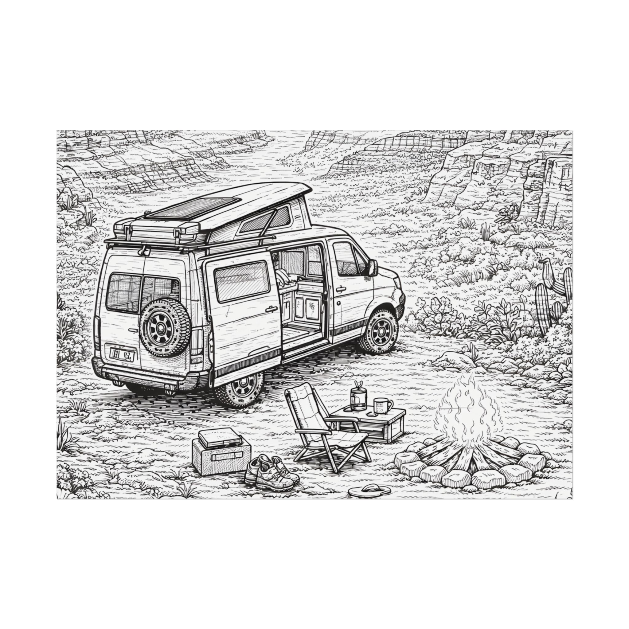 Campervan Poster — Vintage RV Camping Landscape Wall Art