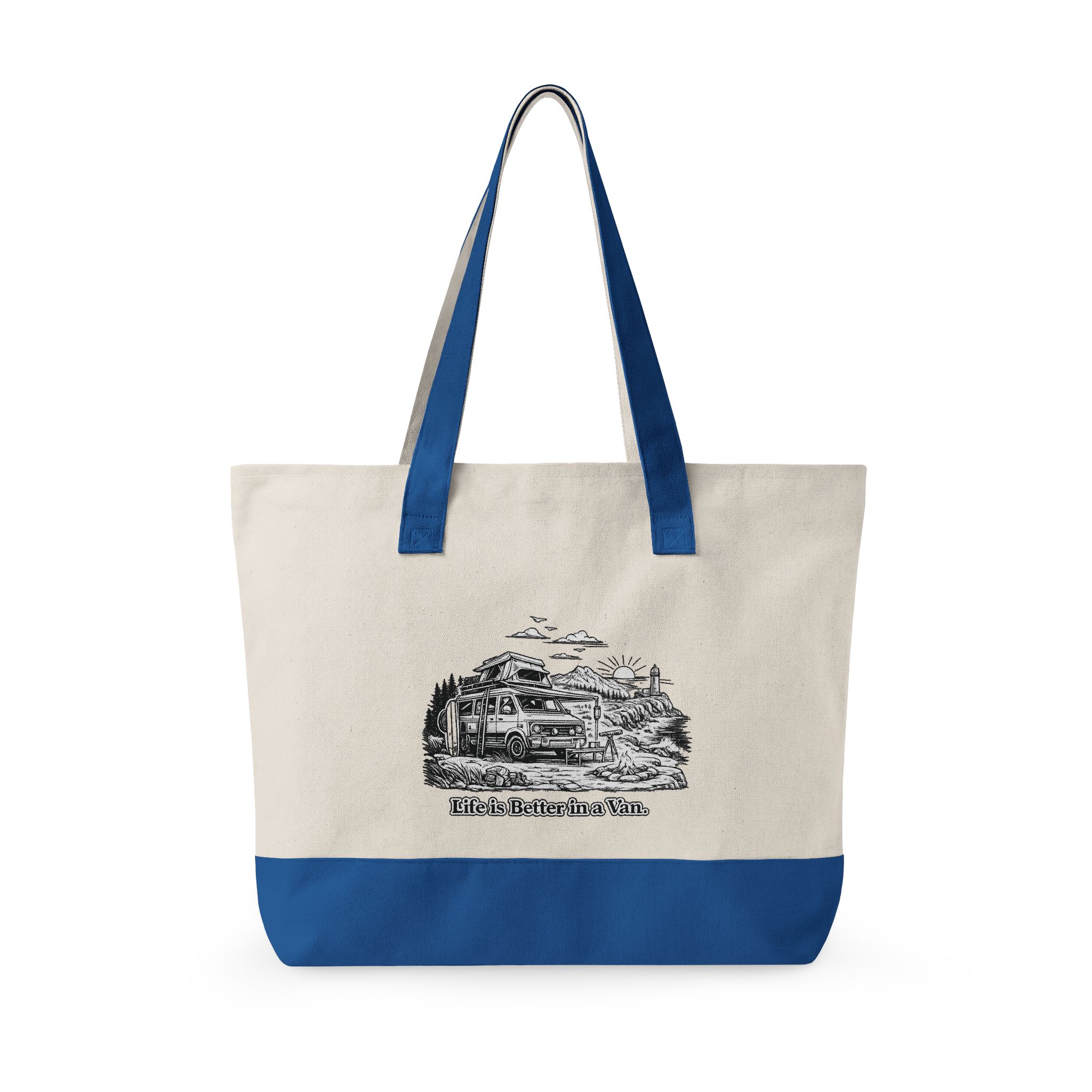 Zippered Canvas Tote — "Life Is Better In A Van" (Design Minimal-Line)