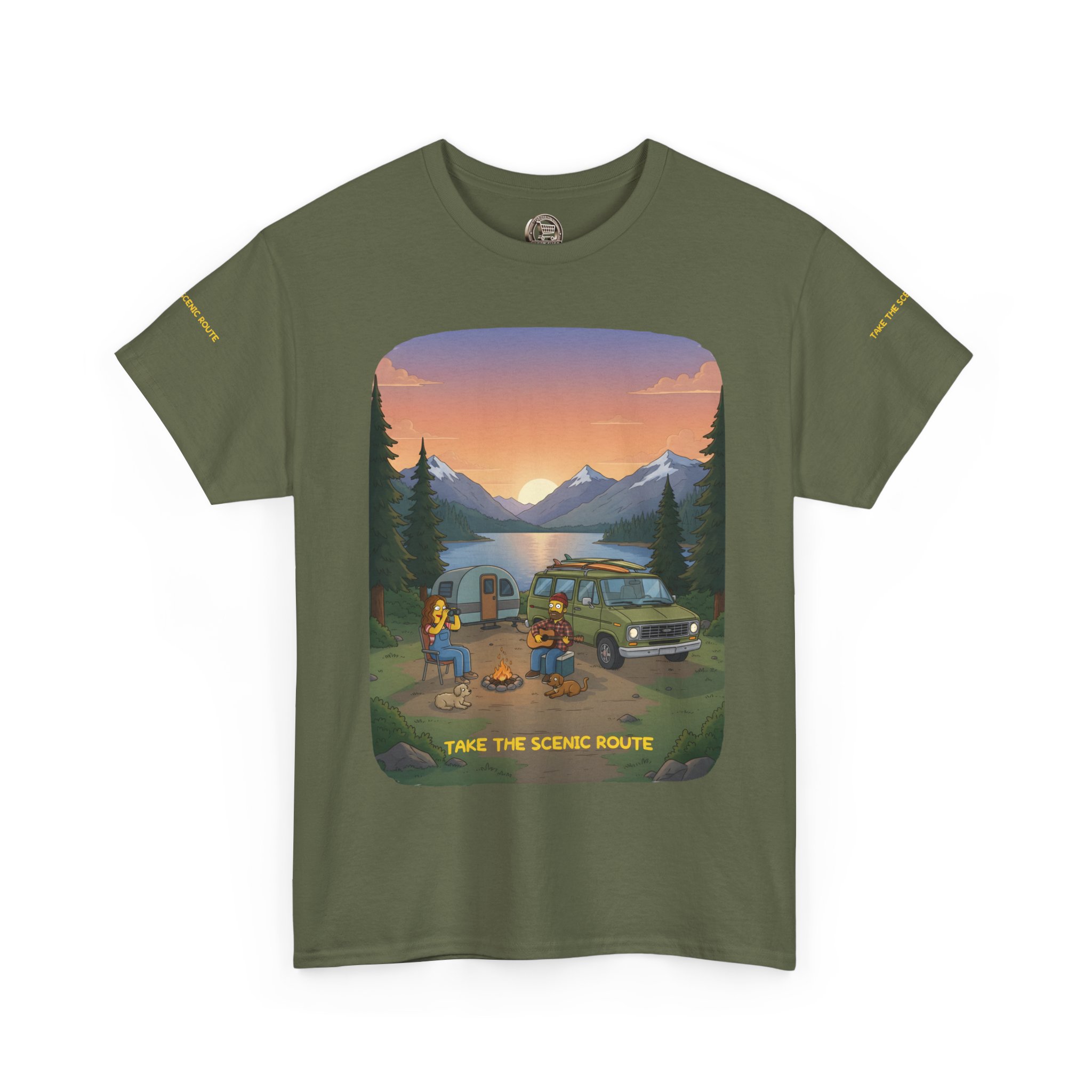 Unisex Heavy Cotton Tee — "Take The Scenic Route" Design Sitcom-Line