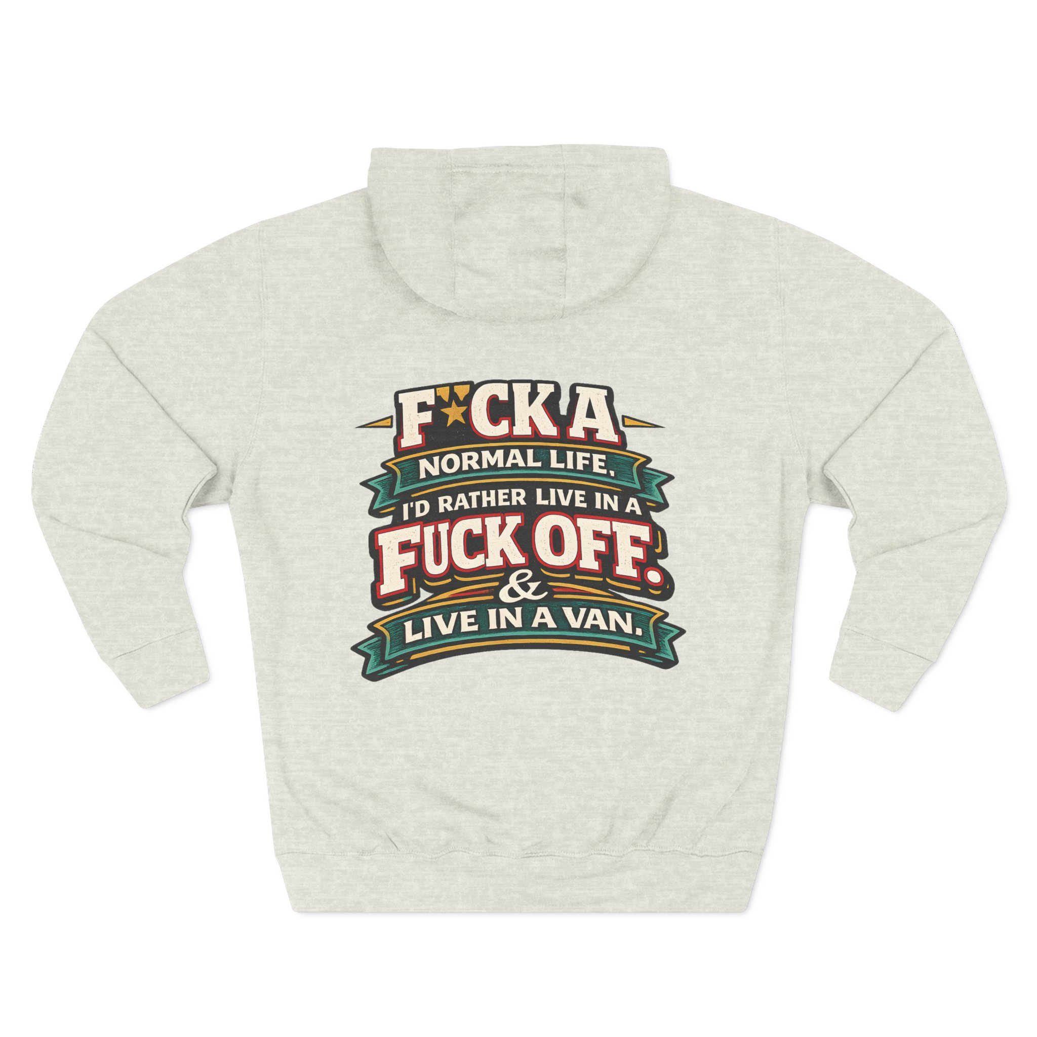 2193928035516982322_2048.jpeg Three-Panel Fleece Hoodie - "Fuck A Normal Life" Design F**K-Line