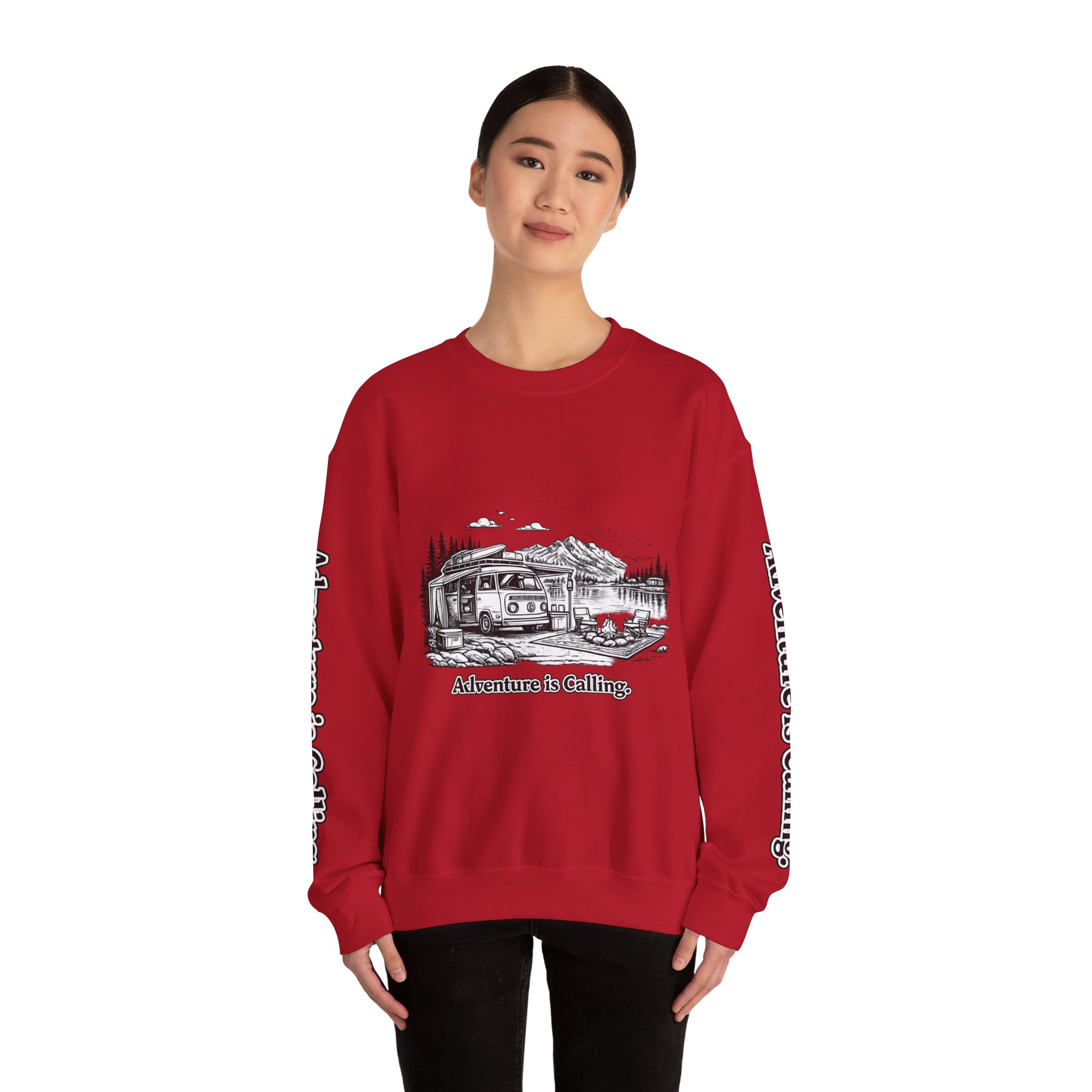 2194881782101036617_2048.jpeg Unisex Heavy Blend™ Crewneck Sweatshirt — "Adventure Is Calling" Design Minimal-Line