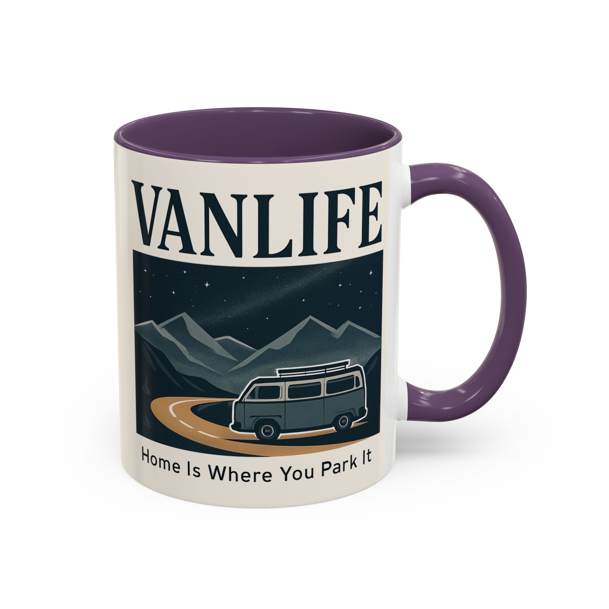 Coffee Mug — "Vanlife - Home Is Where You Park It" Accent Campervan Travel Mug