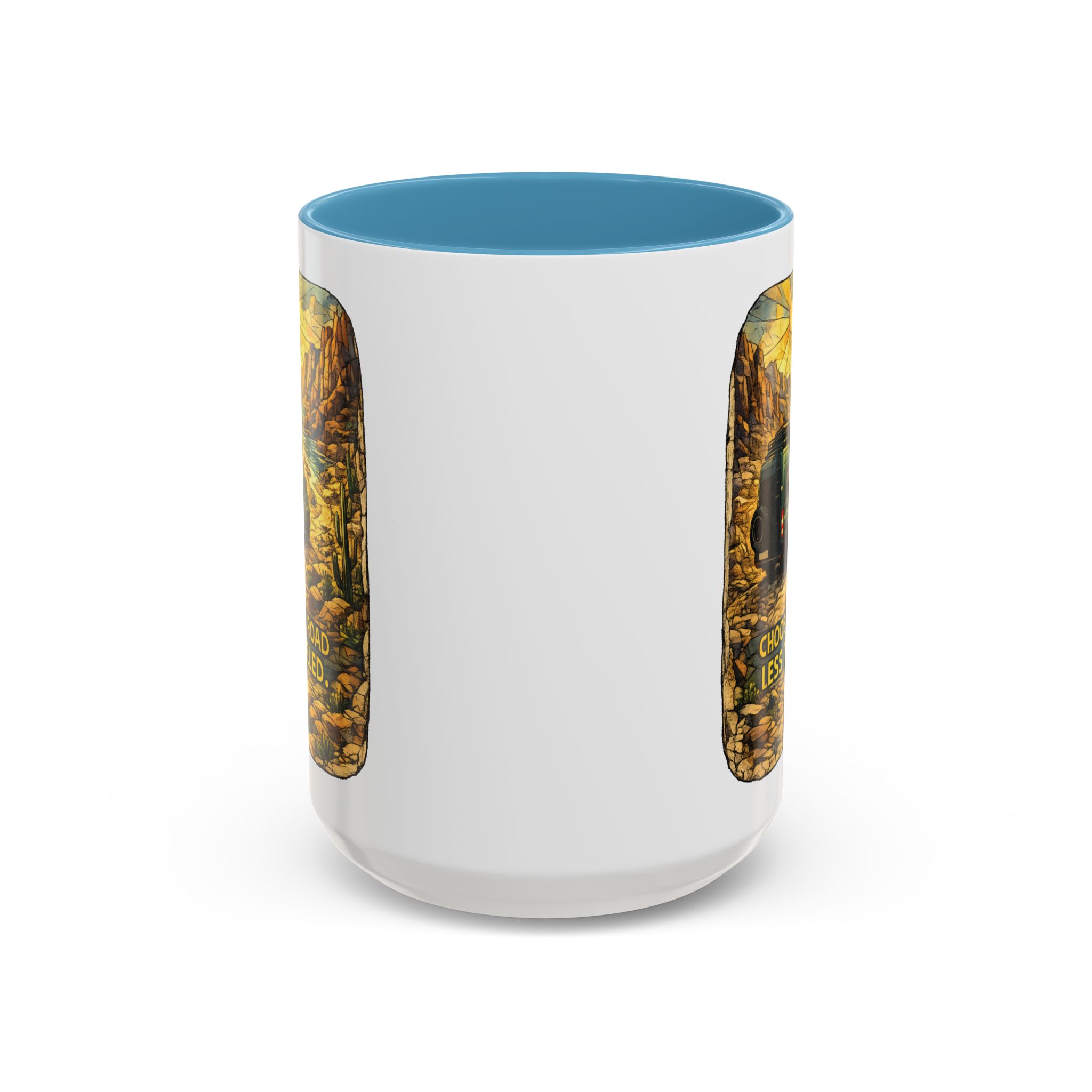 Accent Coffee Mug (11, 15oz) — "Choose The Road Less Traveled" Design Cubic-Line