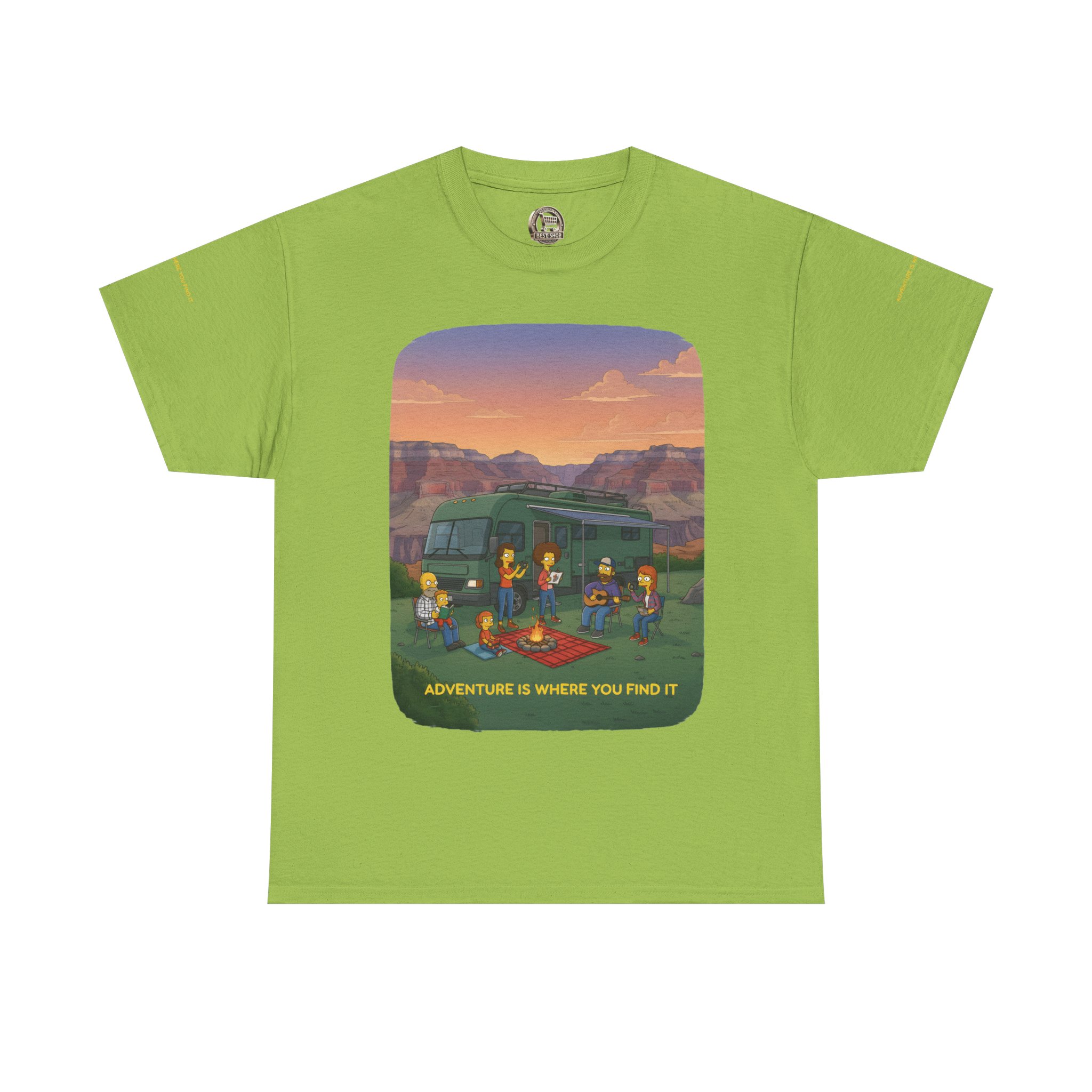 Unisex Heavy Cotton Tee — "Adventure Is Where You Find It" Design Sitcom-Line
