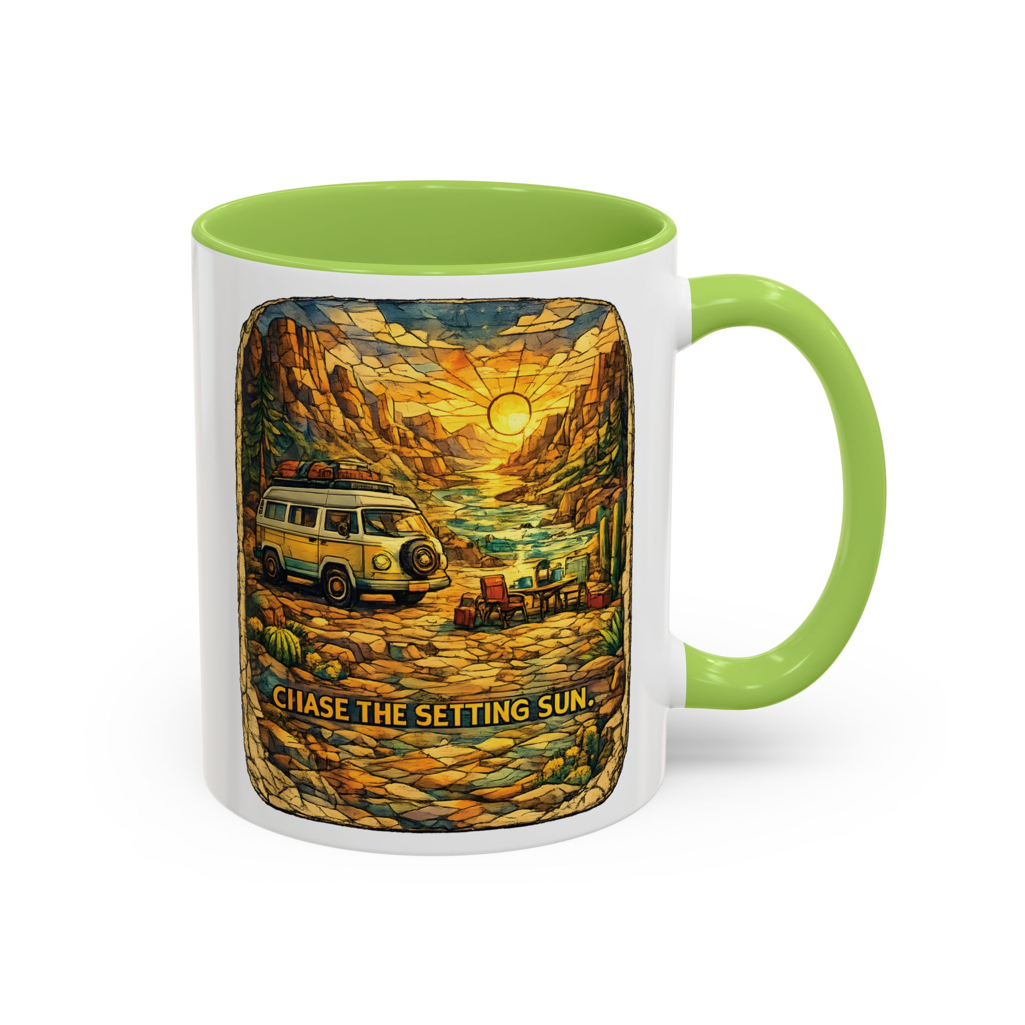 2198908323798347602_2048.jpeg Accent Coffee Mug (11, 15oz) — "Chase The Settings Sun" Design Cubic-Line