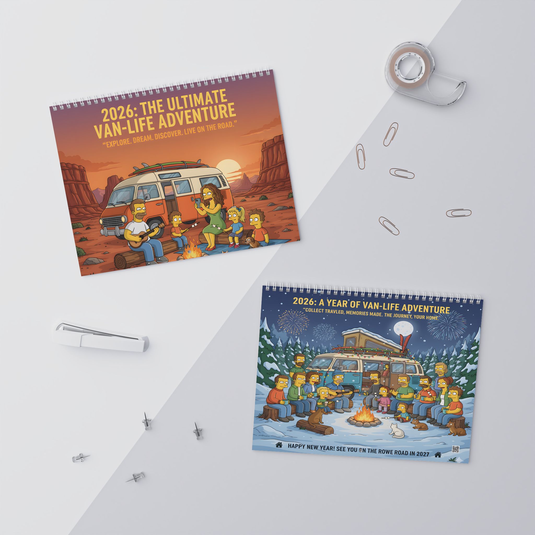 2026 Simpsonstyle Camper Wall Calendar – Adventure Camping Scenes, Monthly Planner