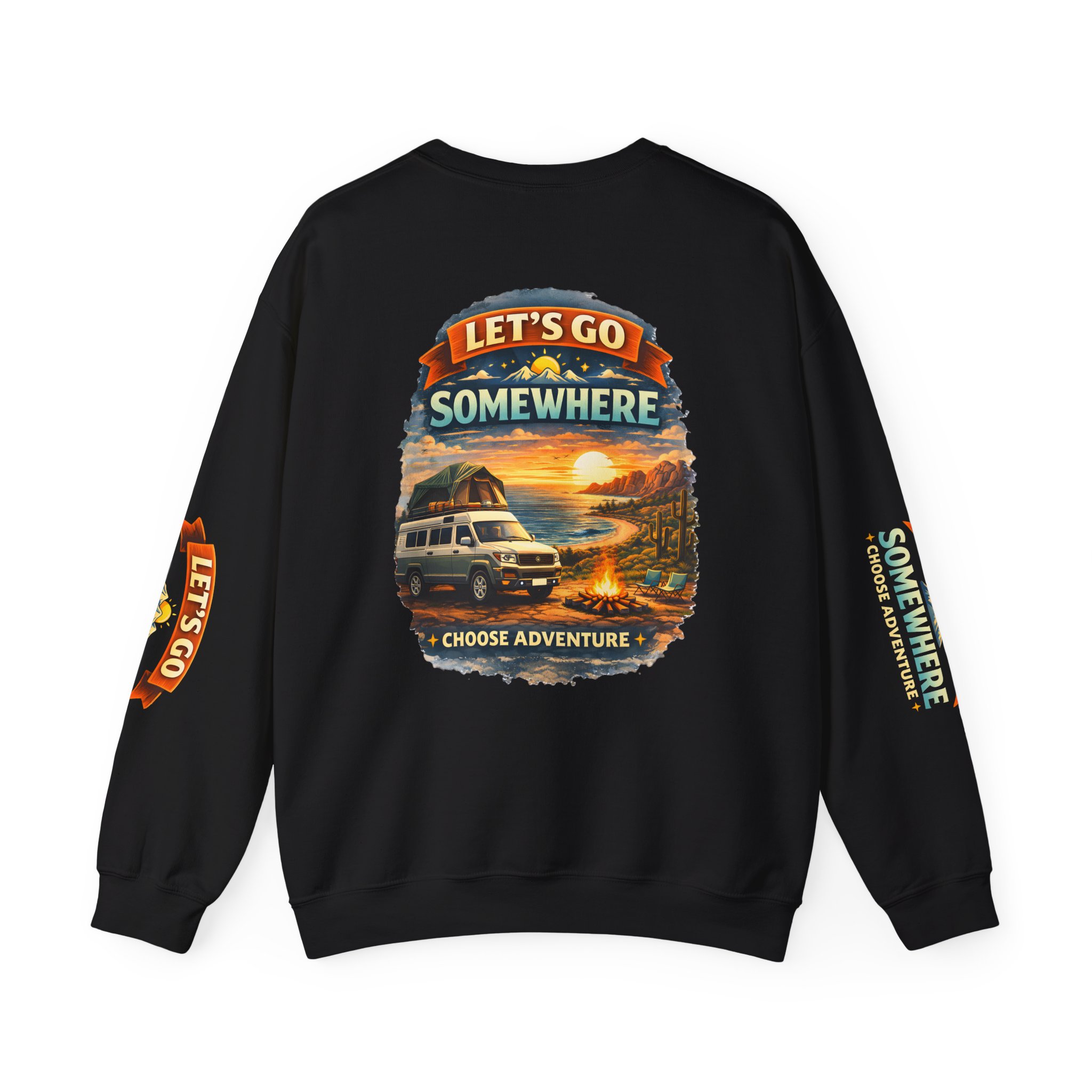 Unisex Heavy Blend™ Crewneck Sweatshirt — "Lets Go Somewhere" Design Scenic-Line