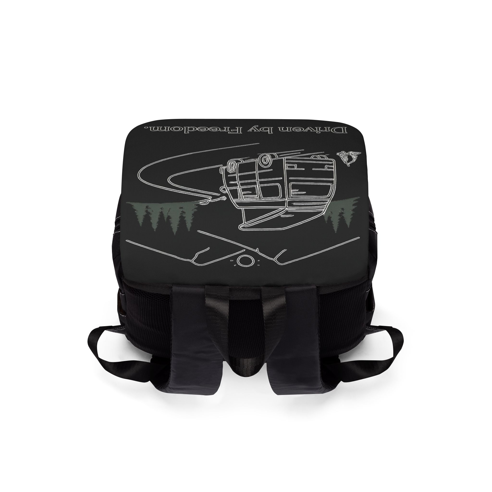 Unisex Casual Shoulder Backpack — "Driven By Freedom" Design Minimal-Line