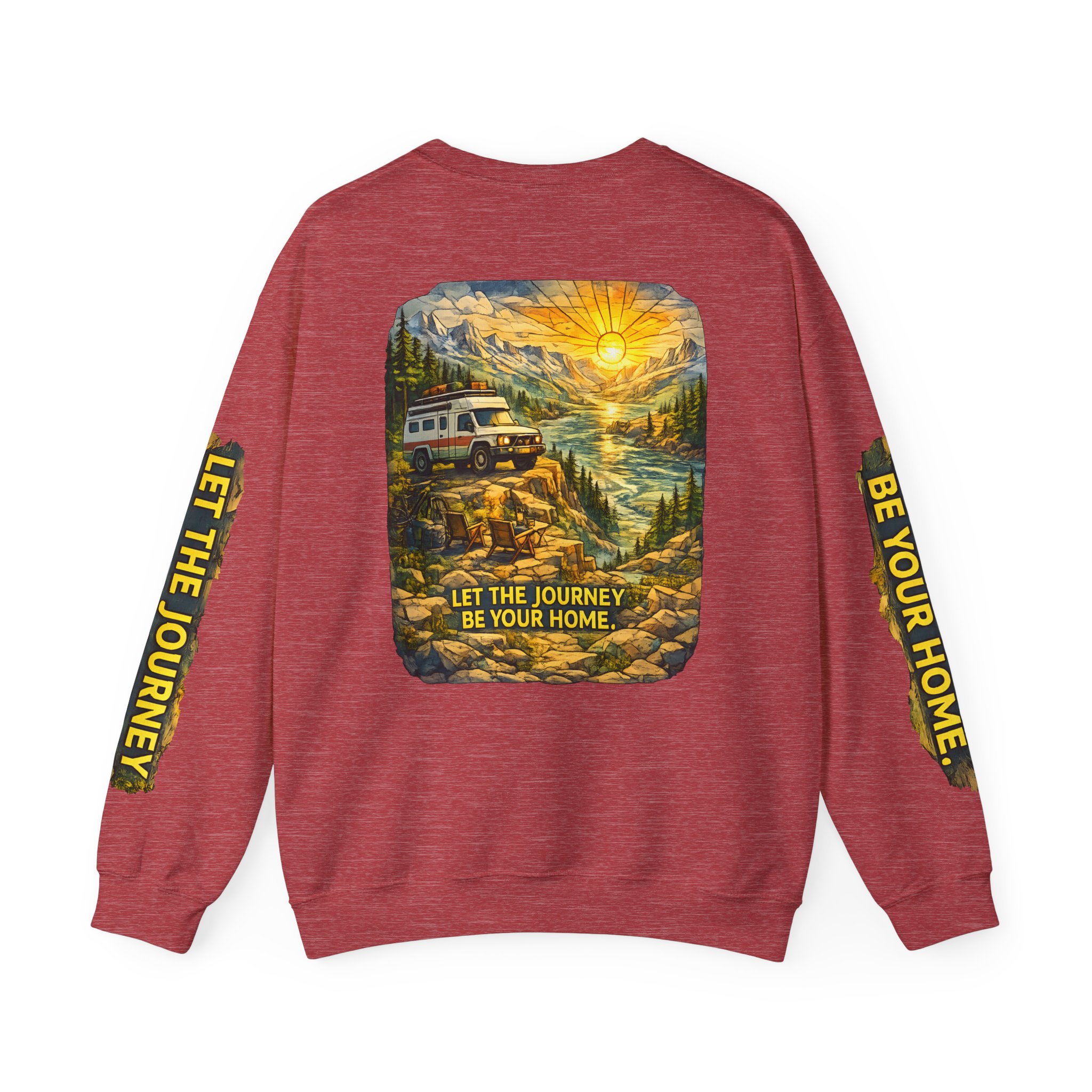 Unisex Heavy Blend™ Crewneck Sweatshirt — "Let The Journey Be Your Home" Design Cubic-Line