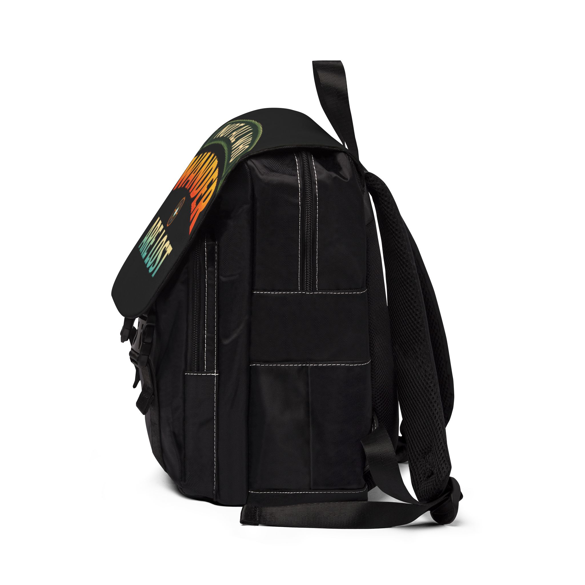 Unisex Casual Shoulder Backpack—"Not All Who Wander Are Lost" Design Scenic-Line(Campervan)
