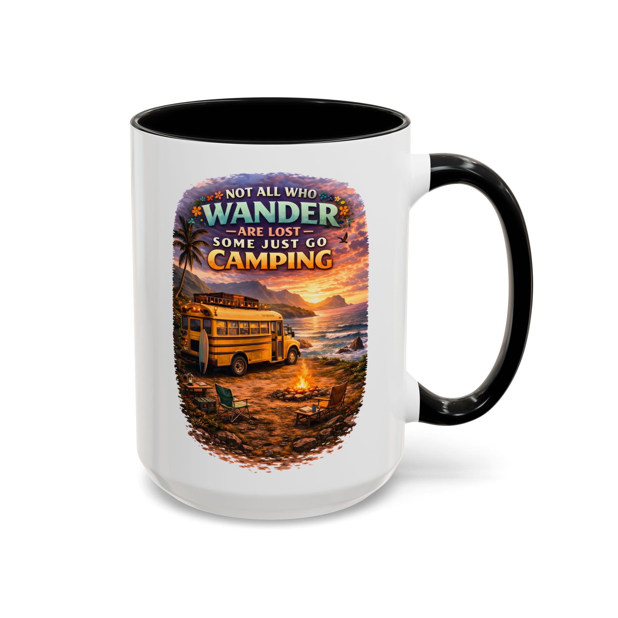 Accent Coffee Mug (11, 15oz) — "Not All Who Wander Are Lost" Design Scenic-Line