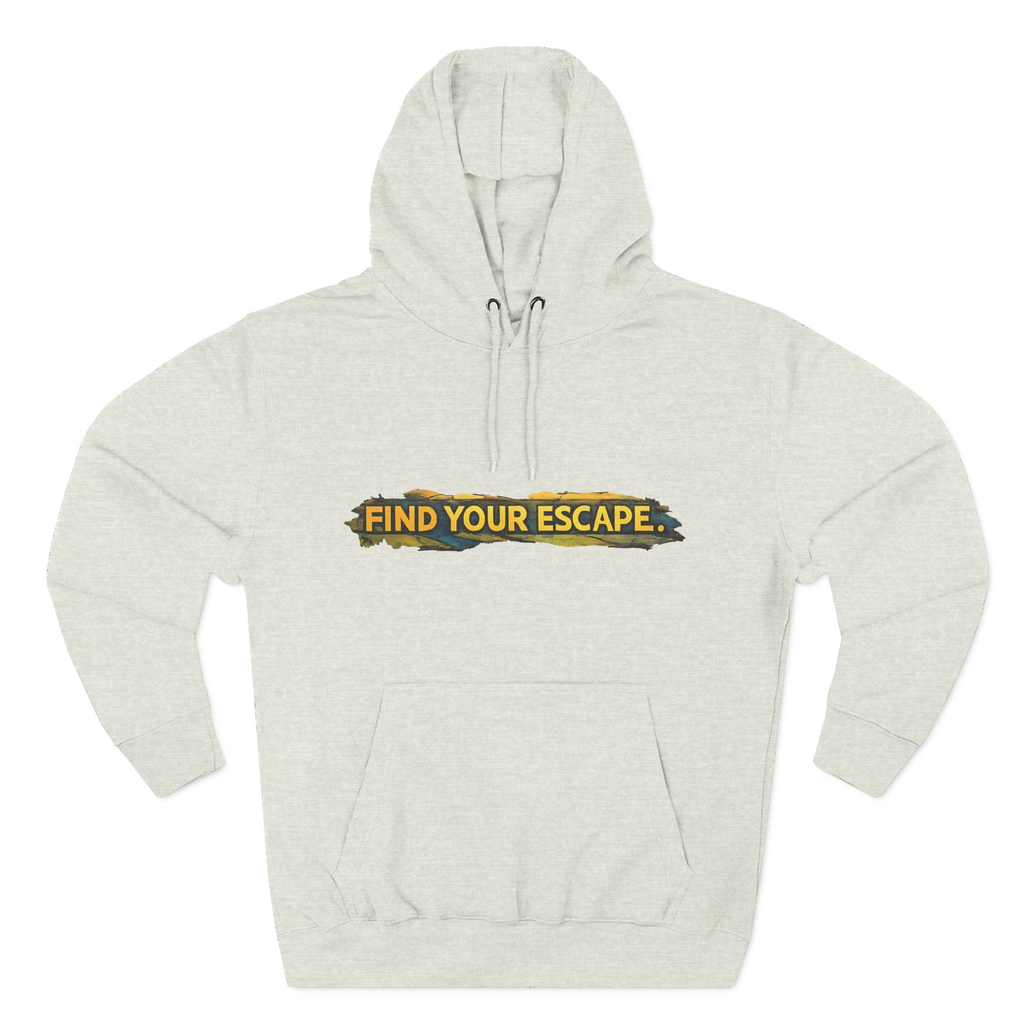 Three-Panel Fleece Hoodie - "Find Your Escape" Design Cubic-Line